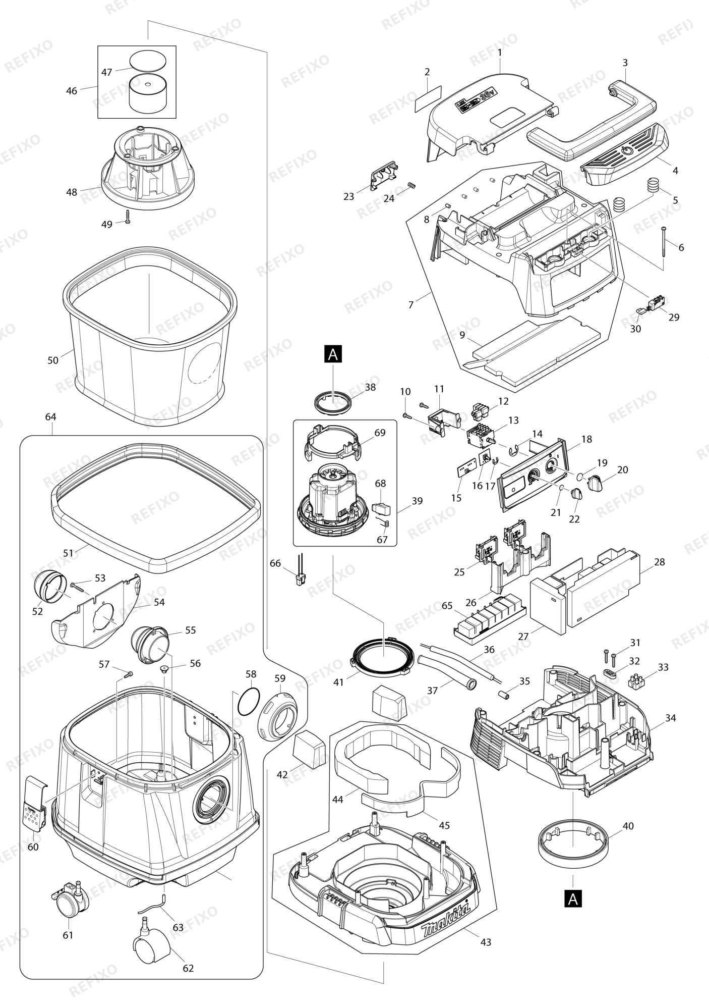 MAKITA DVC150L — схема запчастей