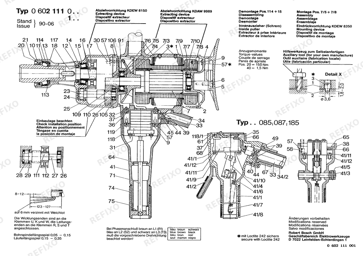 Bosch Дрель HF-BOHRMASCHIN (0 602 111 005) — схема запчастей