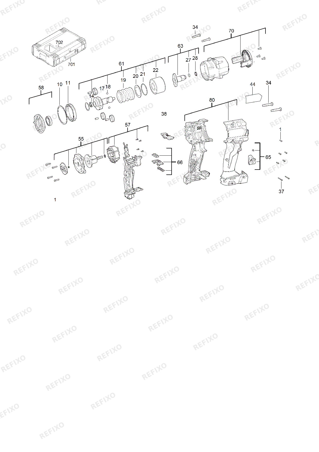 MILWAUKEE M18FMTIW2F12 0X 4933478449 4000477708 — схема запчастей