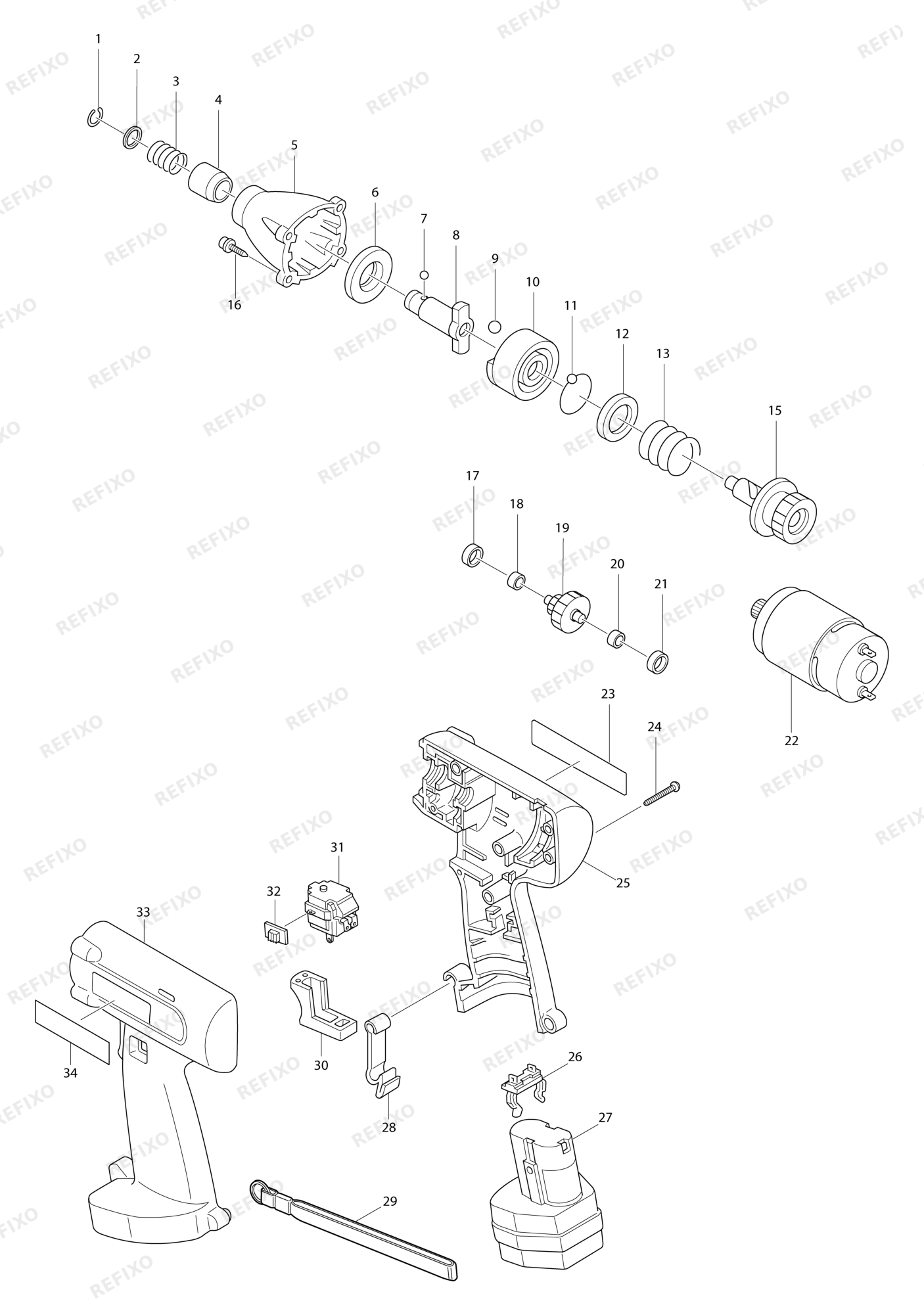 MAKITA 6913D — схема запчастей