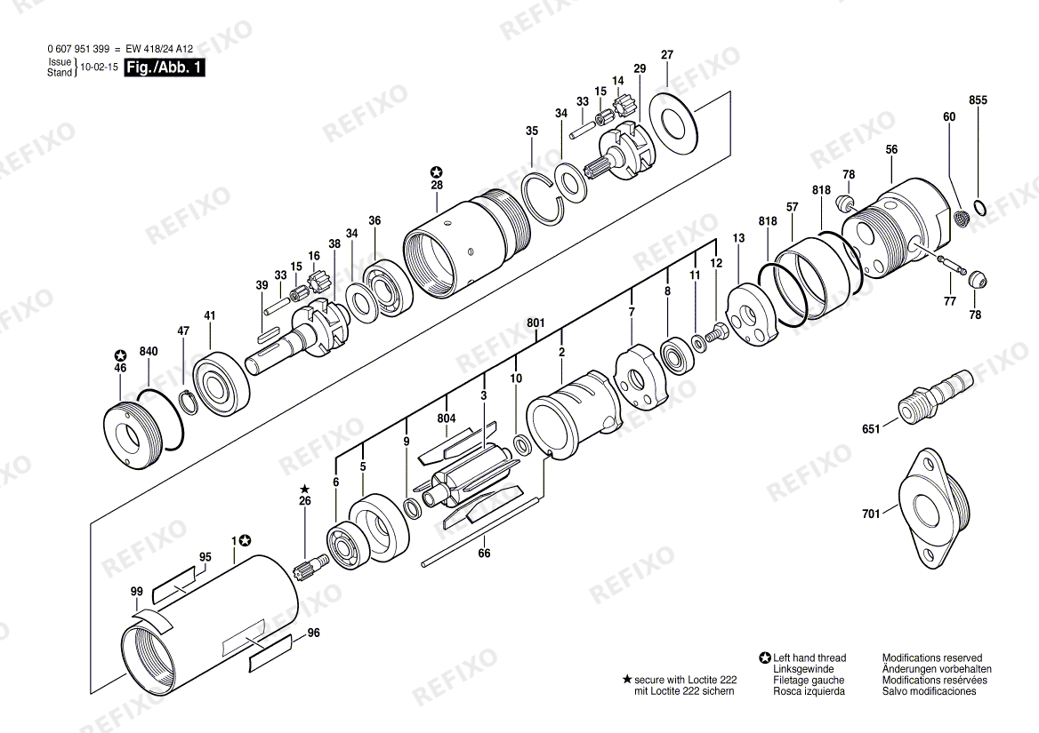 Bosch Druckluftmotor 370 WATT-SERIE (0 607 951 399) — схема запчастей