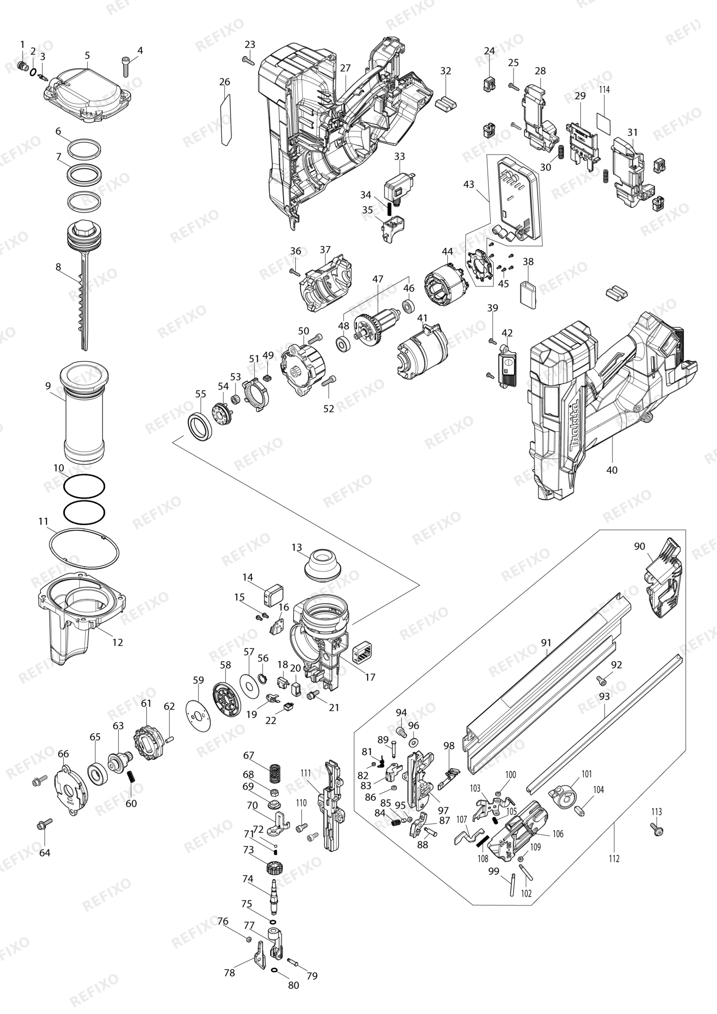 MAKITA DBN640 — схема запчастей