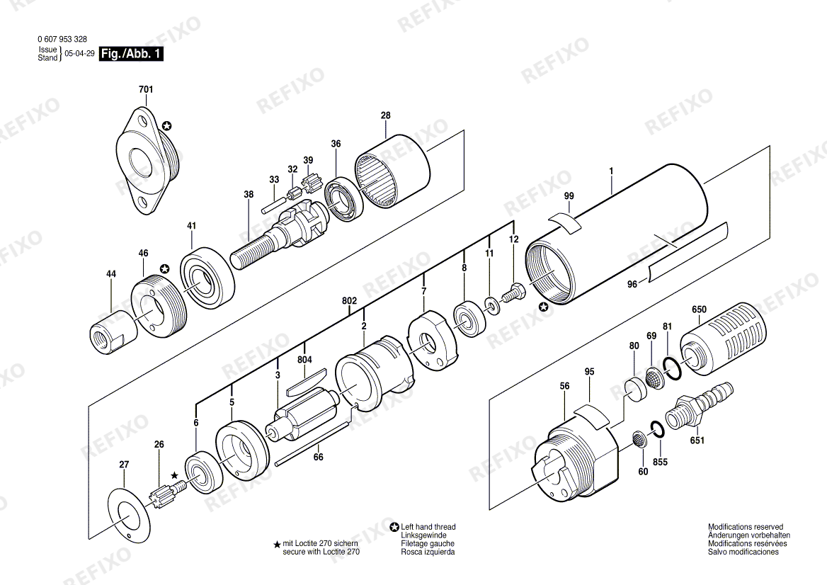 Bosch Einbaumotor 180 WATT-SERIE (0 607 953 328) — схема запчастей