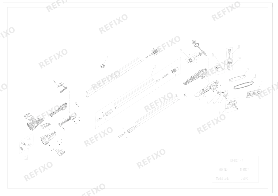 Greenworks 1401107-Exploded view RU — схема запчастей