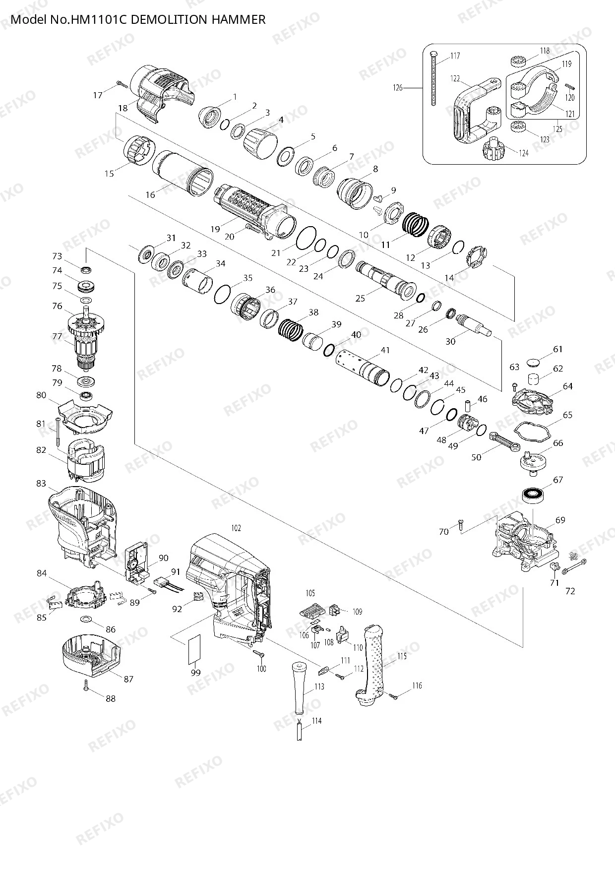 MAKITA HM1101C — схема запчастей