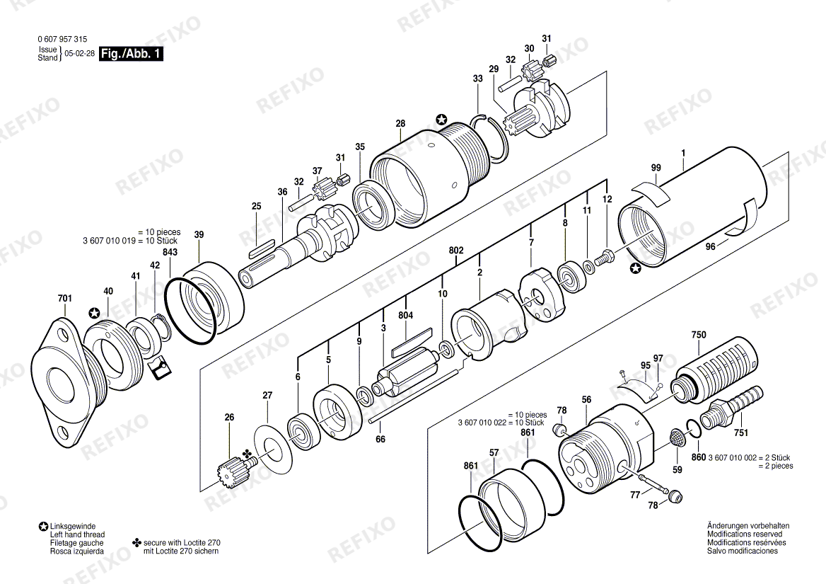Bosch Einbaumotor 740 WATT-SERIE (0 607 957 315) — схема запчастей