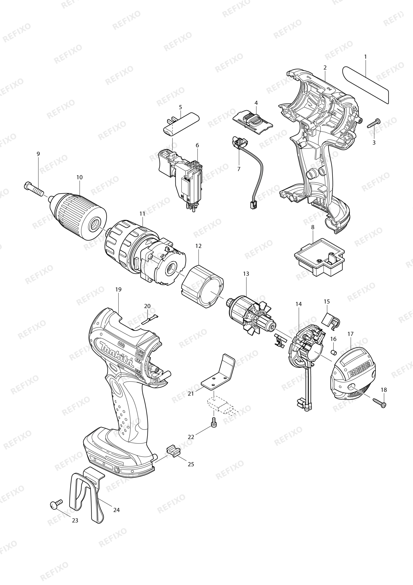 MAKITA BHP452 — схема запчастей