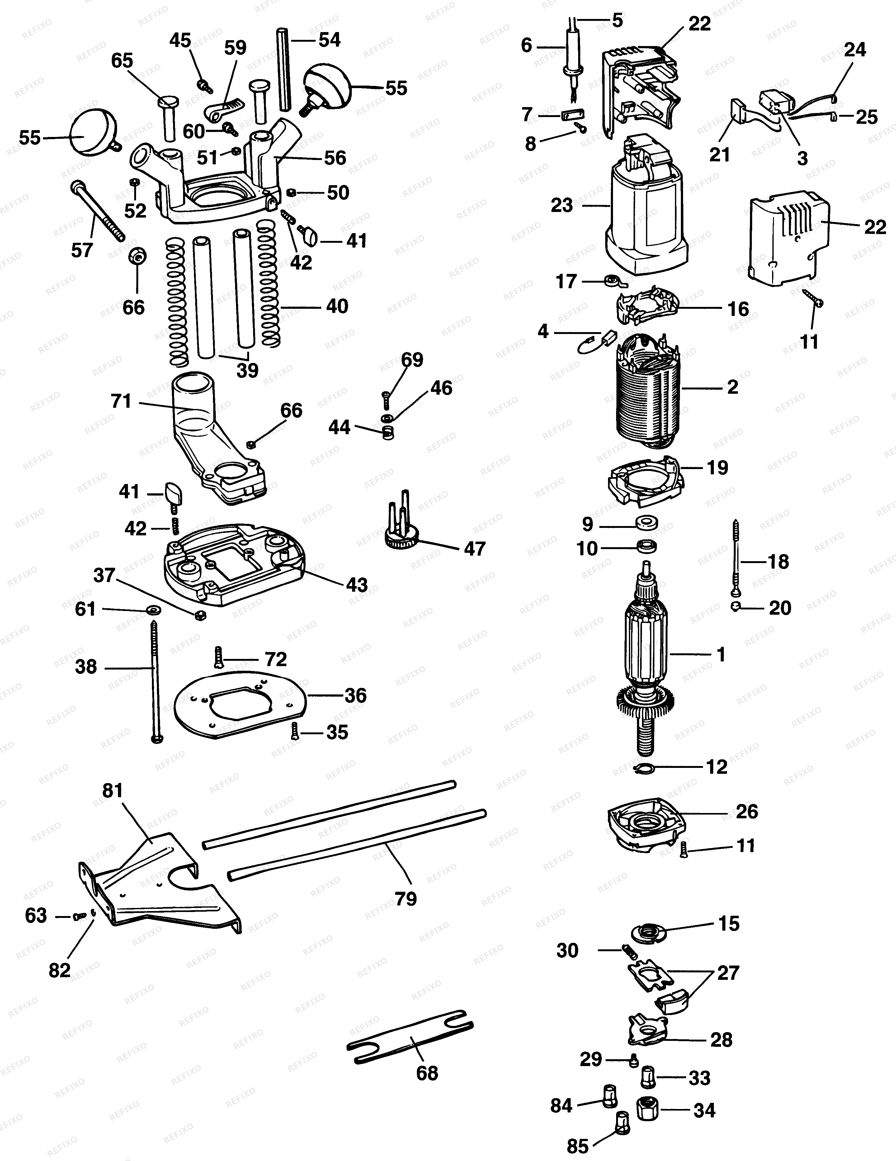 Black&Decker ФРЕЗЕР KW779 — схема запчастей