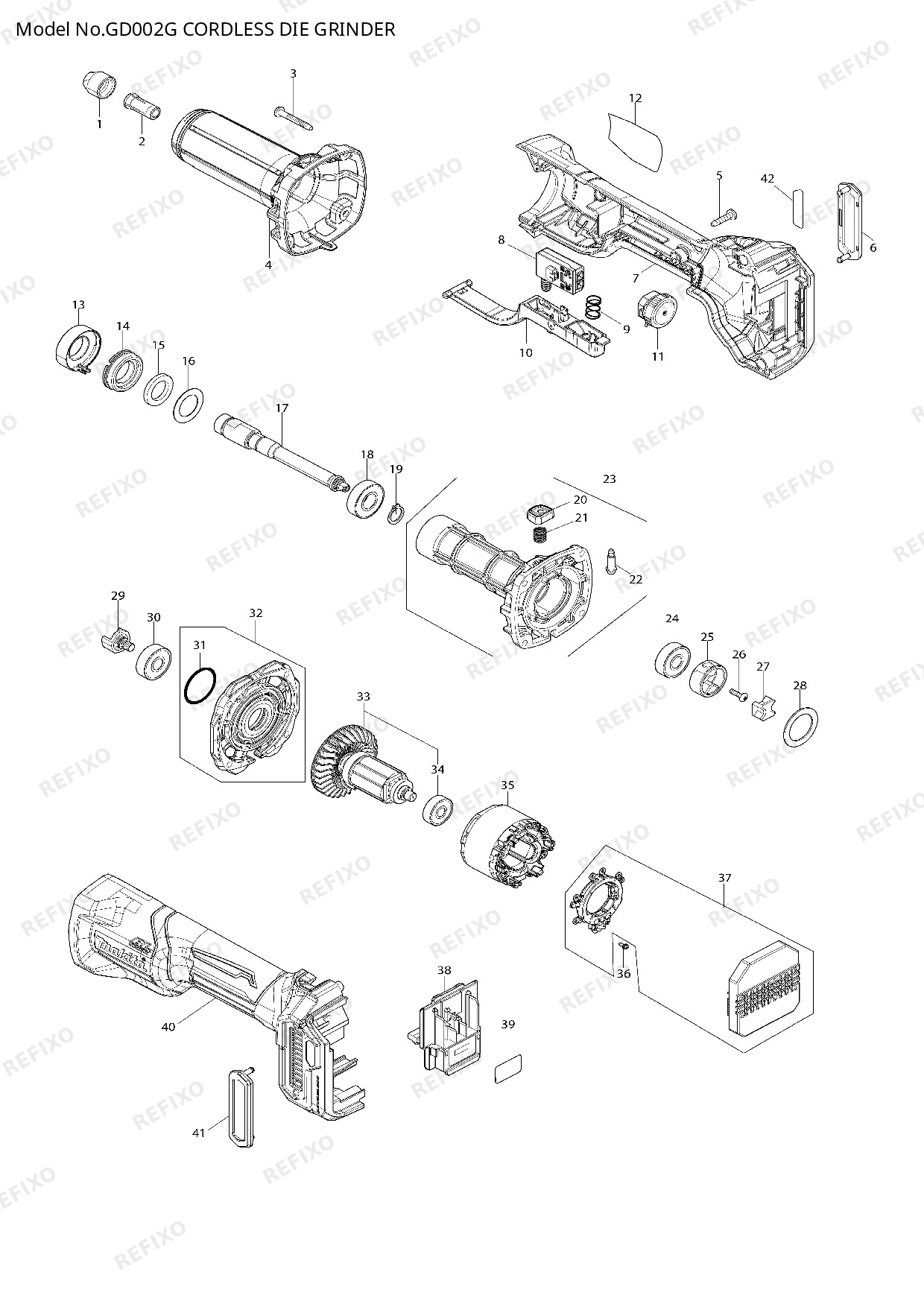 MAKITA GD002G — схема запчастей