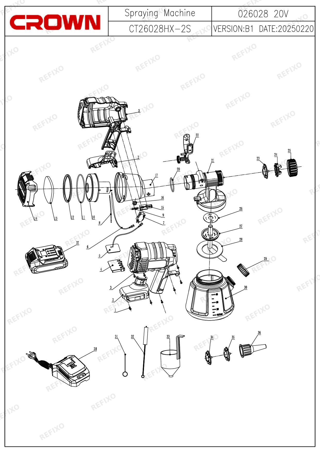 CROWN CT26028HX — схема запчастей