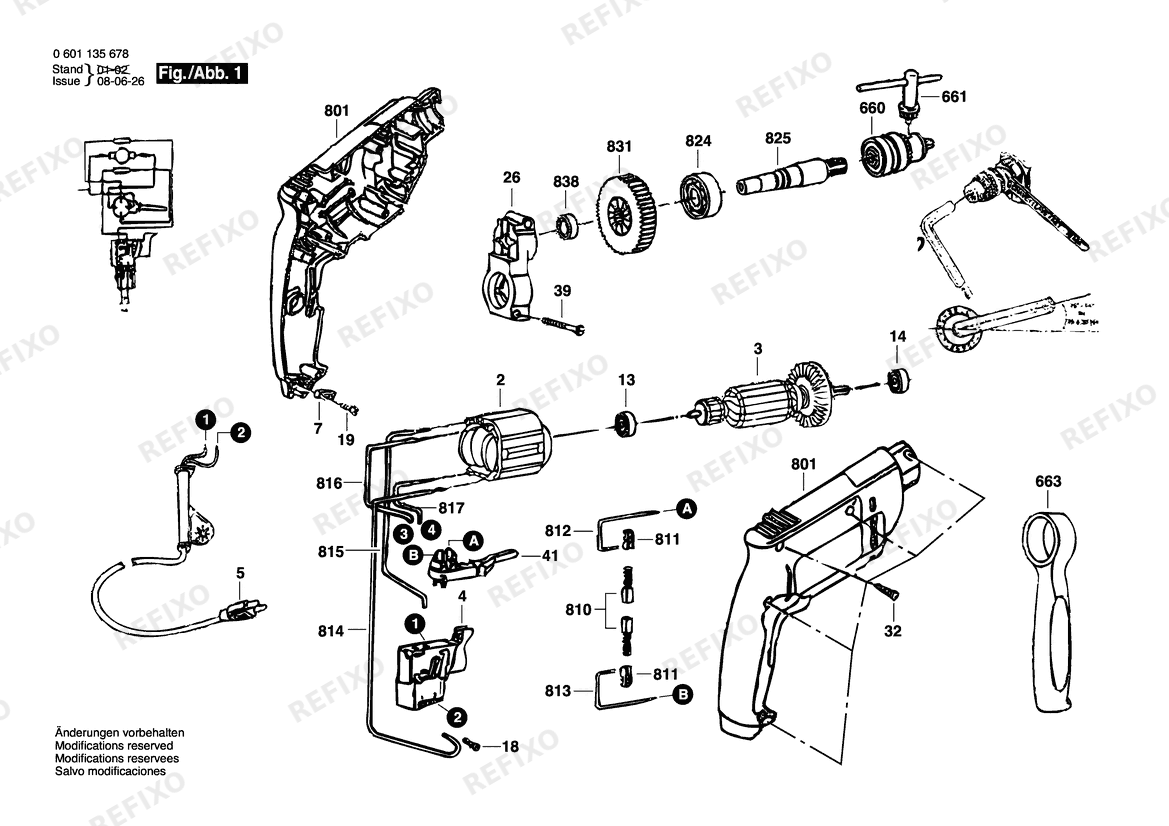 Bosch Zweigang- дрель GBM 10 RE | 127 V | 025 - AMS (0 601 135 677) — схема запчастей