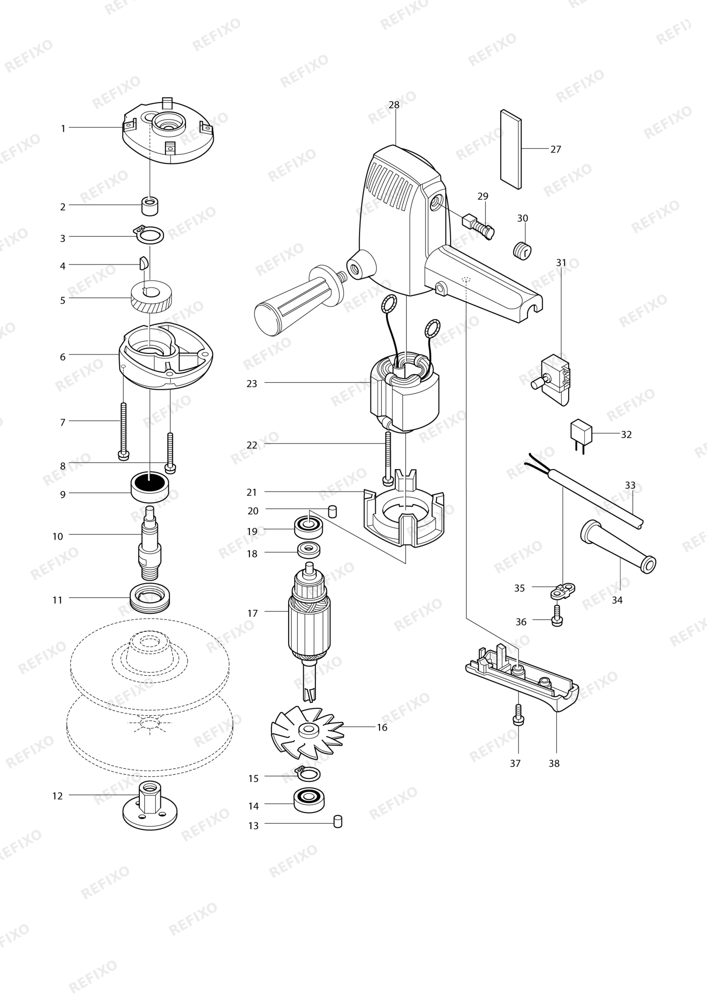 MAKITA 9218SB — схема запчастей