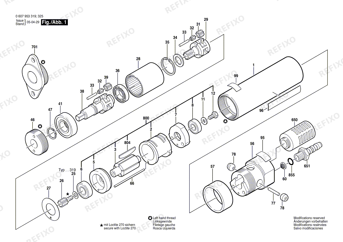Bosch Einbaumotor 180 WATT-SERIE (0 607 953 319) — схема запчастей