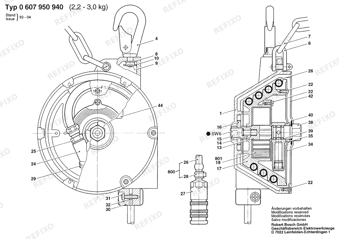Bosch Federzug BPT (0 607 950 940) — схема запчастей