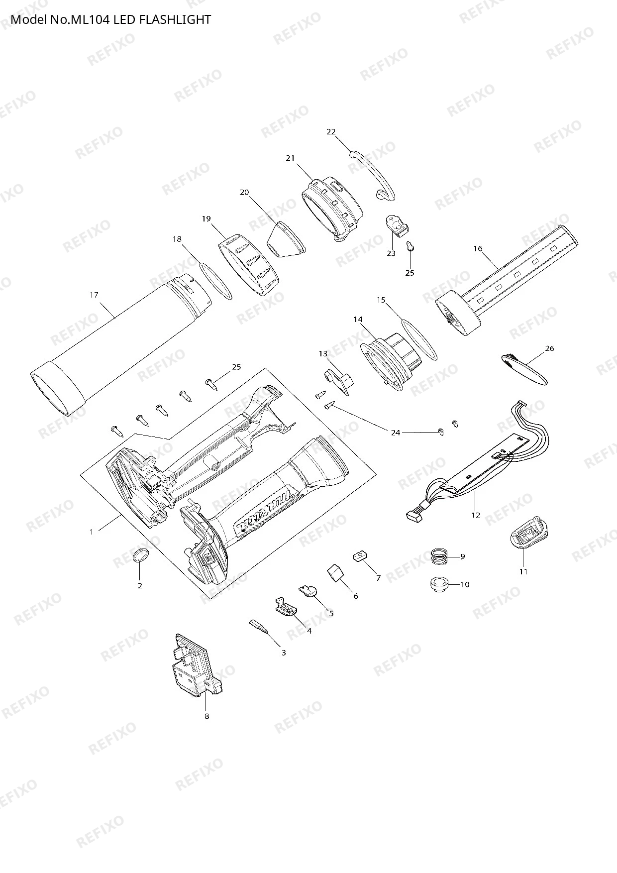 MAKITA ML104 — схема запчастей