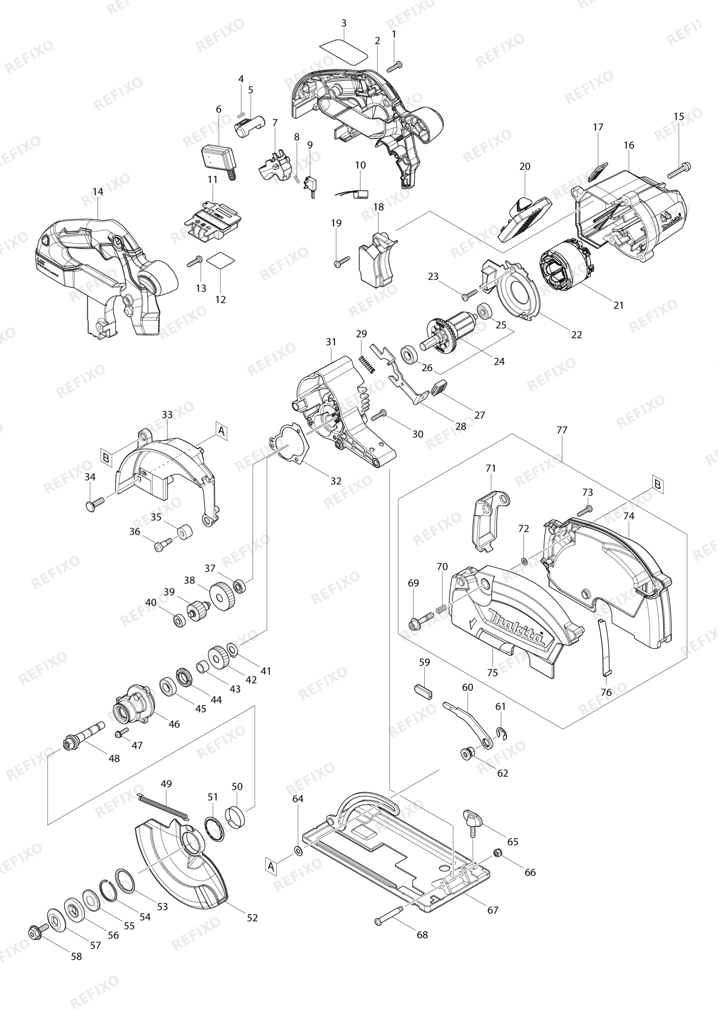 MAKITA DCS553 — схема запчастей