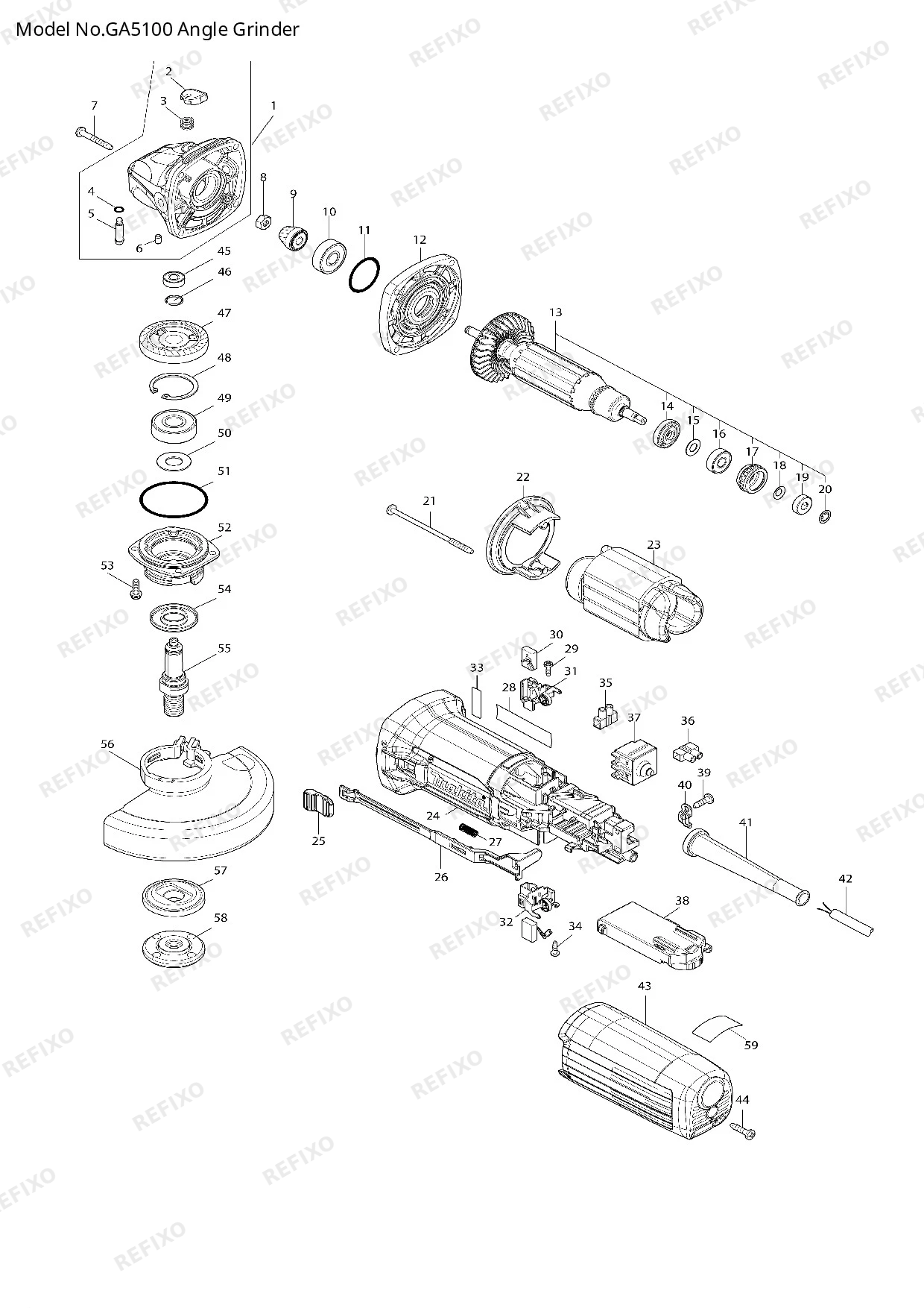 MAKITA GA5100 — схема запчастей
