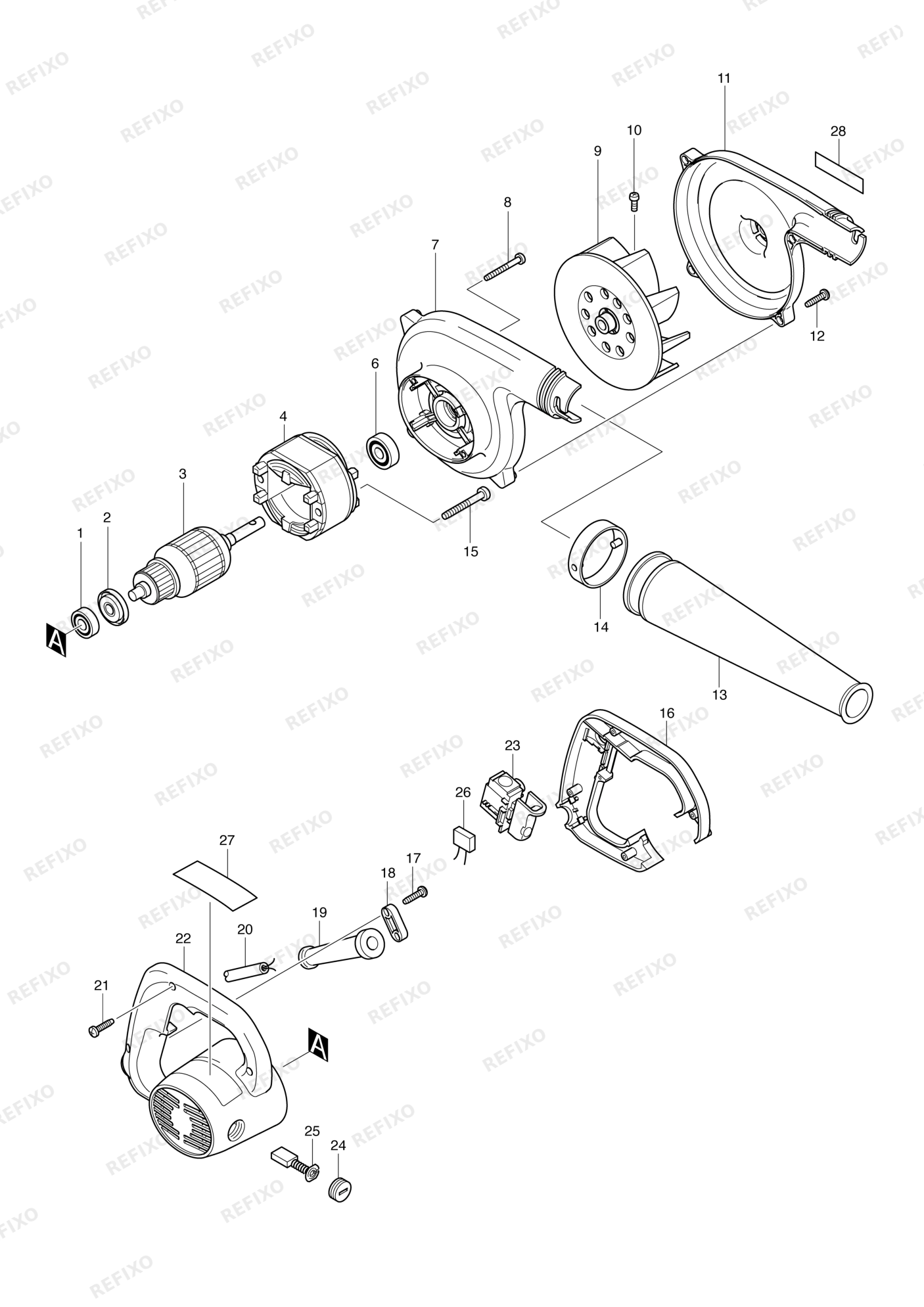 MAKITA UB1101 — схема запчастей