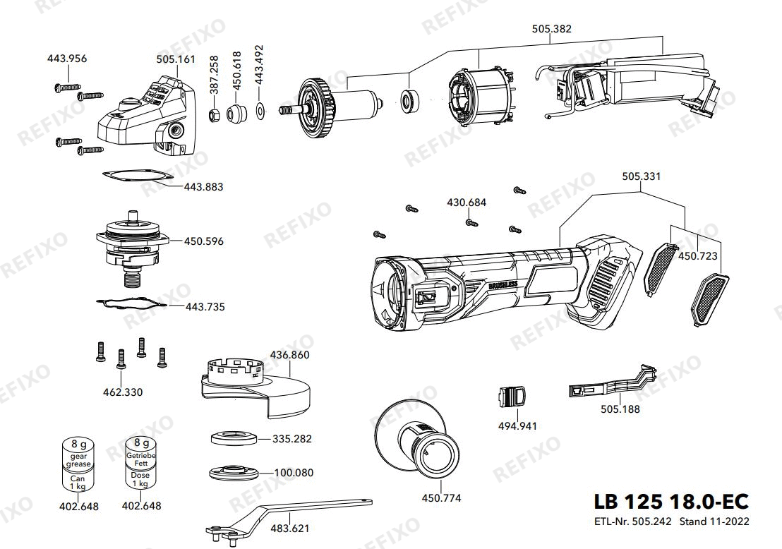 Flex LB 125 18.0-EC C — схема запчастей