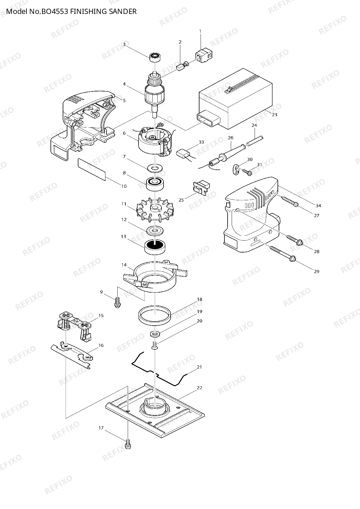 MAKITA BO4553 — схема запчастей