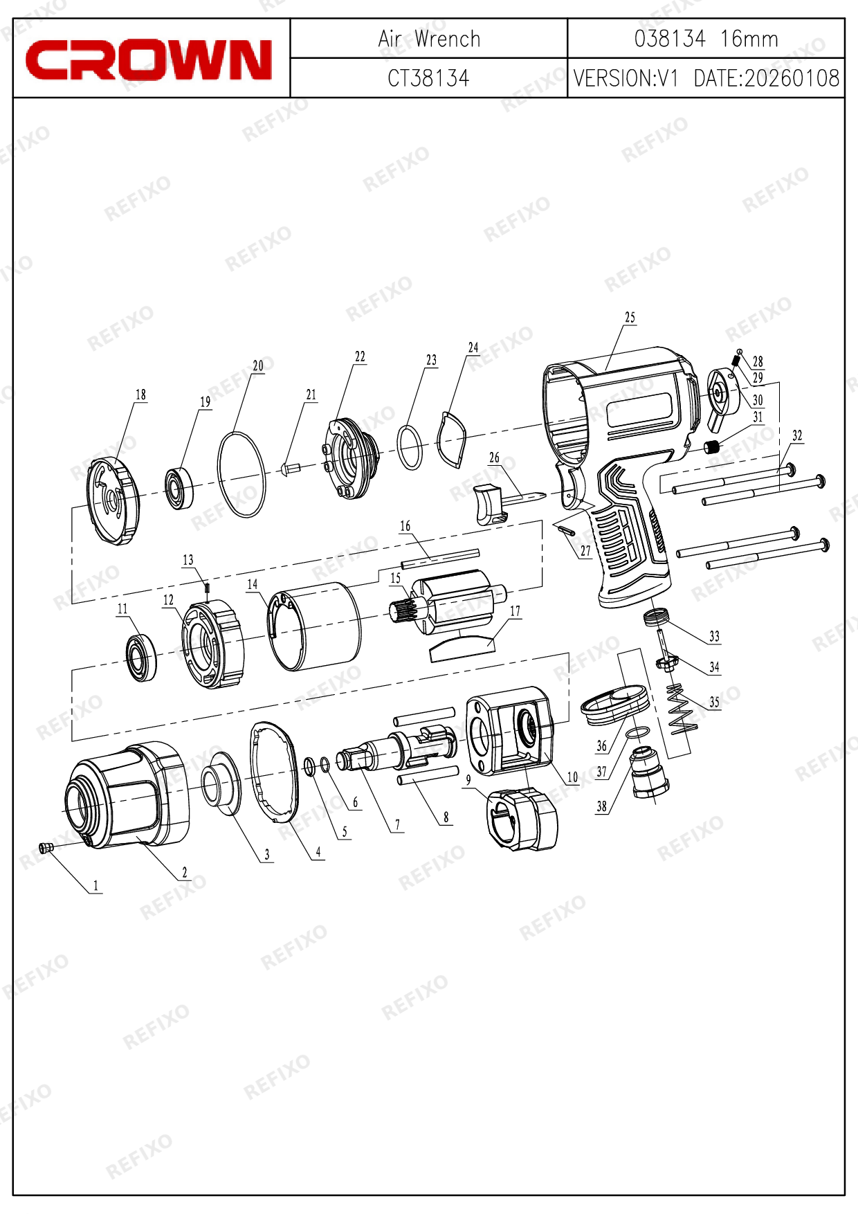CROWN CT38134 — схема запчастей