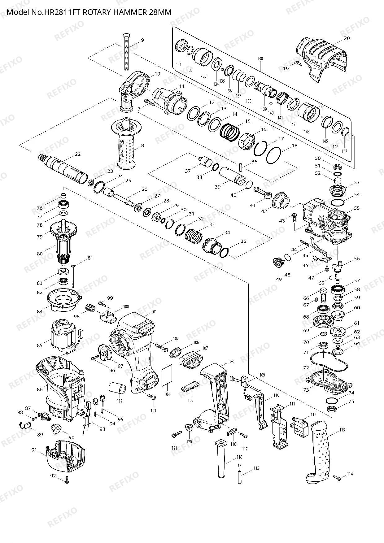 MAKITA HR2811FT — схема запчастей