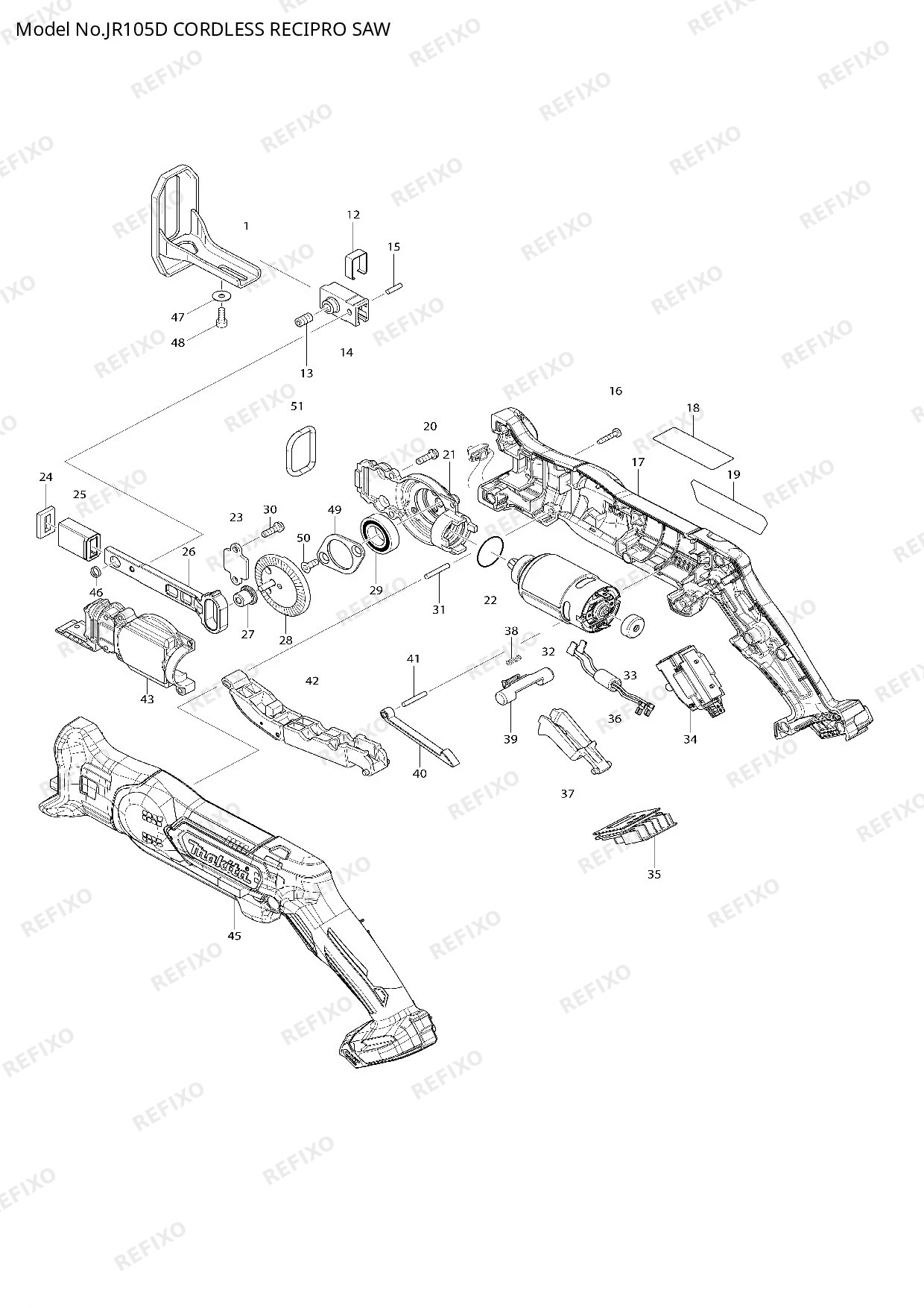 MAKITA JR105D — схема запчастей