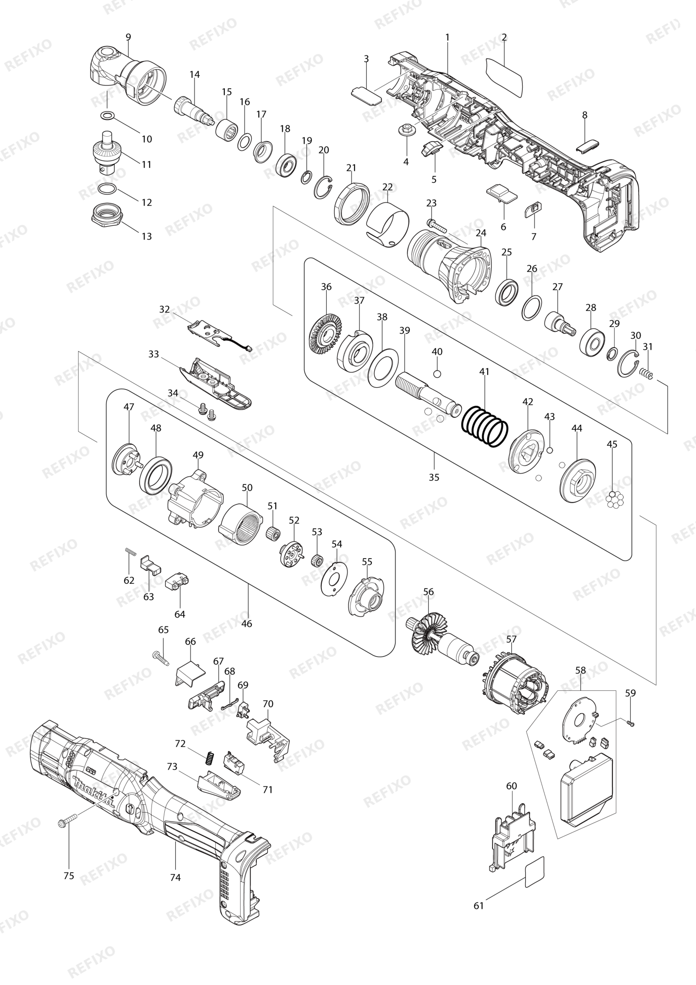 MAKITA DFL125F — схема запчастей