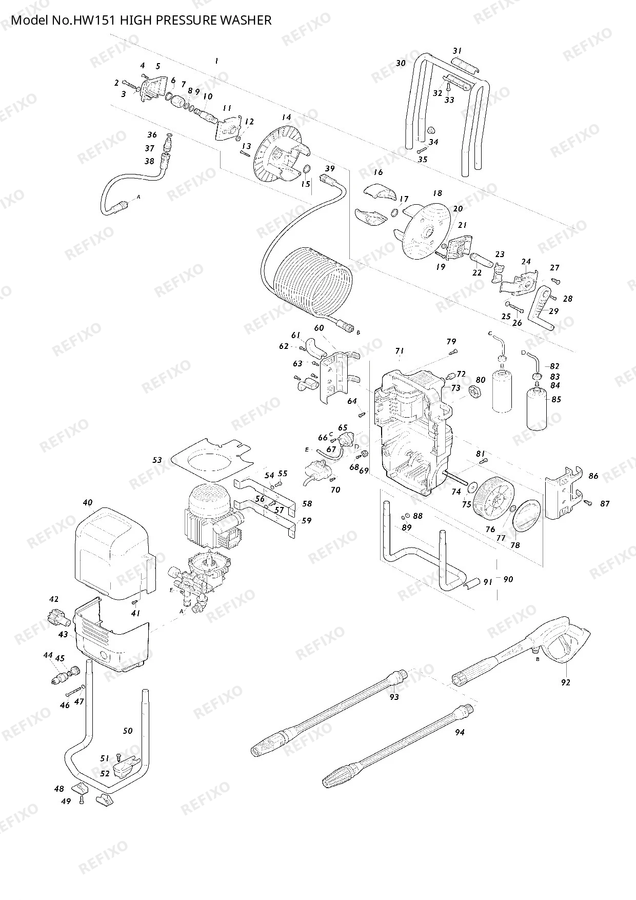 MAKITA HW151 — схема запчастей
