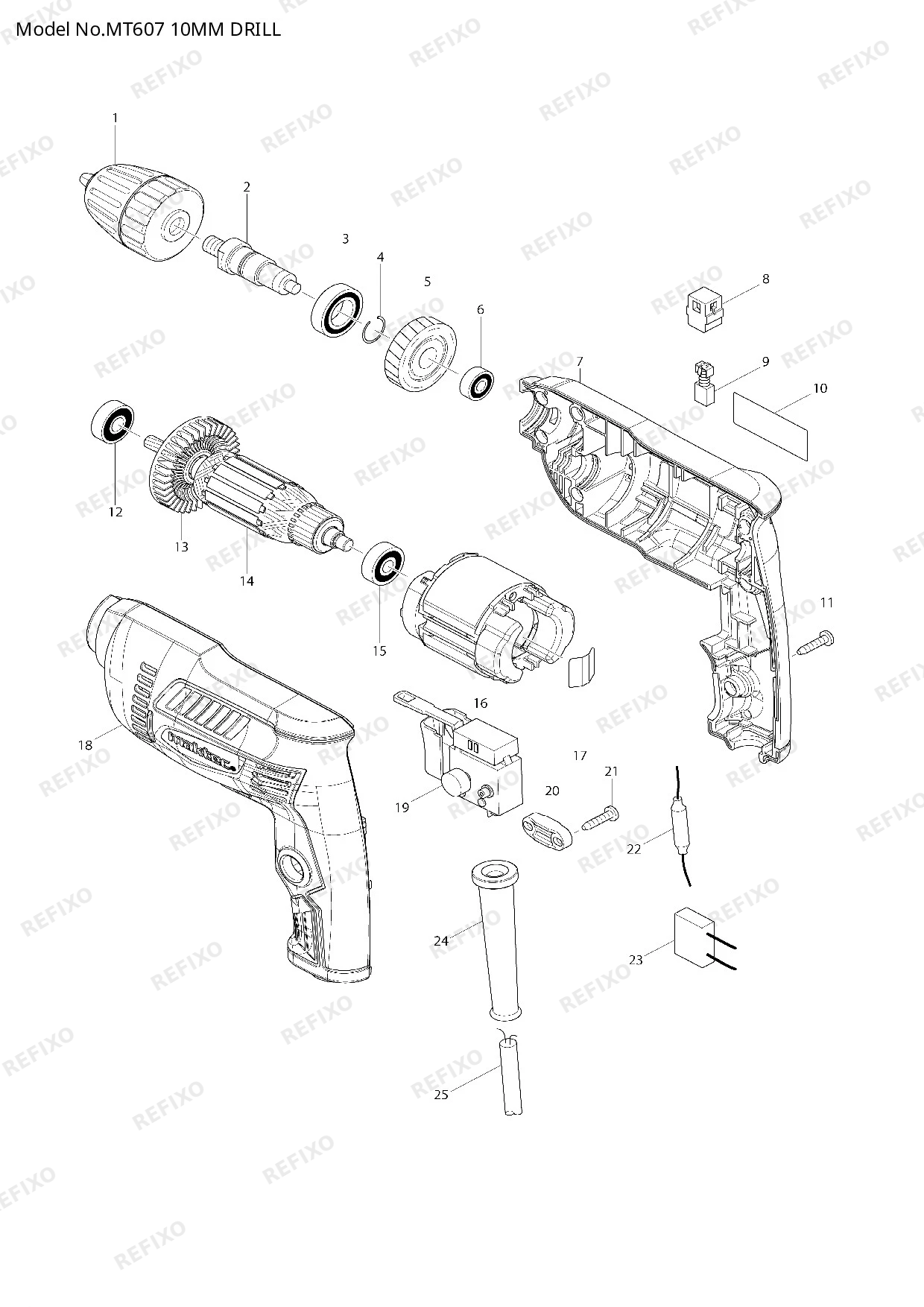 MAKITA MT607 — схема запчастей