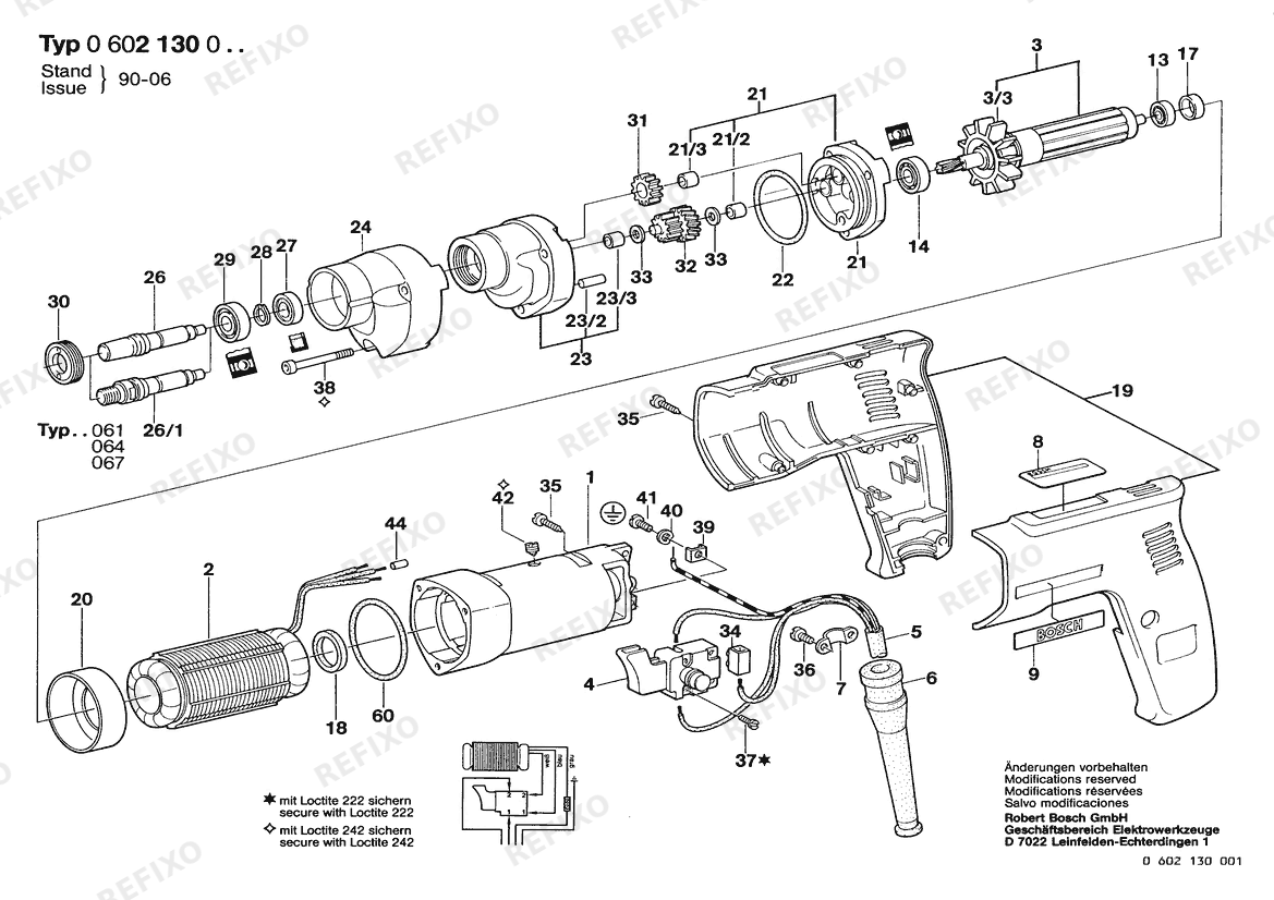 Bosch Дрель HF-BOHRMASCHIN (0 602 130 061) — схема запчастей