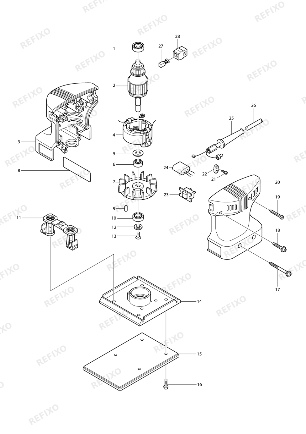 MAKITA BO4560 — схема запчастей