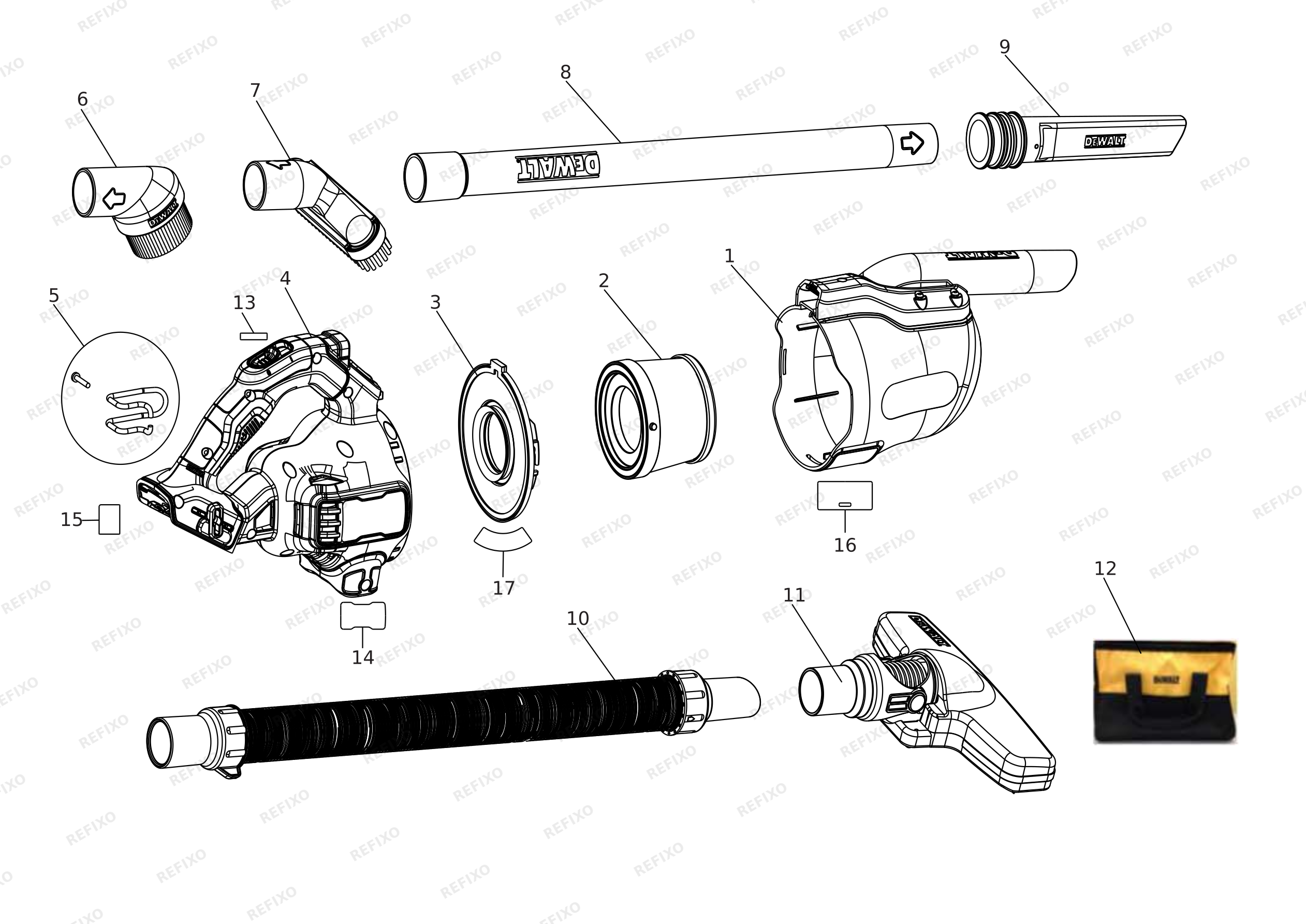DeWalt ПЫЛЕСОС DCV501LN — схема запчастей