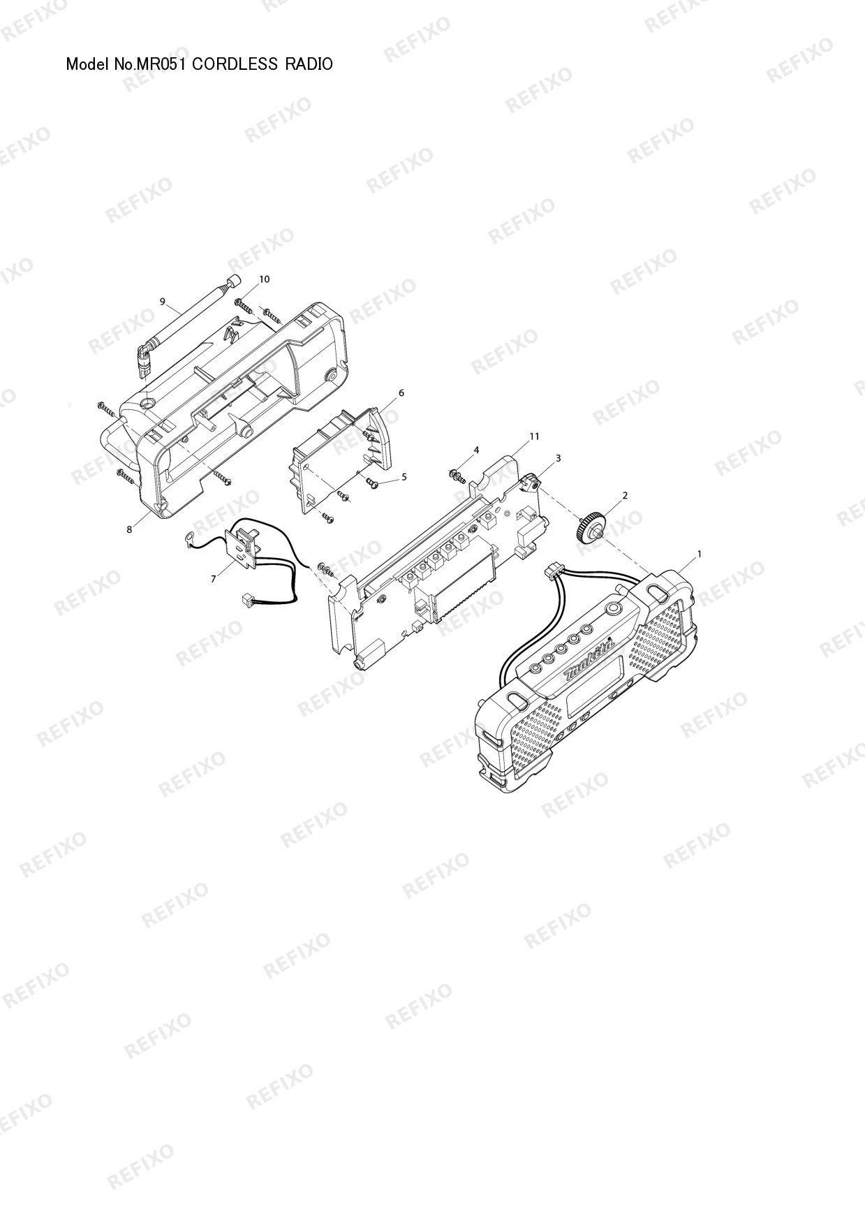 MAKITA MR051 — схема запчастей
