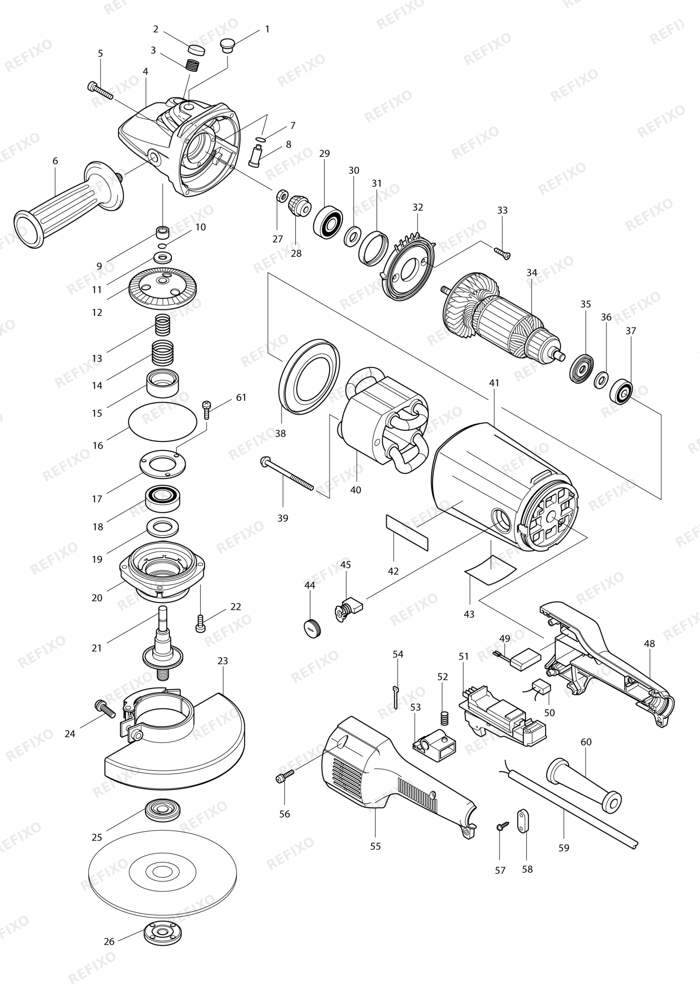 MAKITA 9077S — схема запчастей