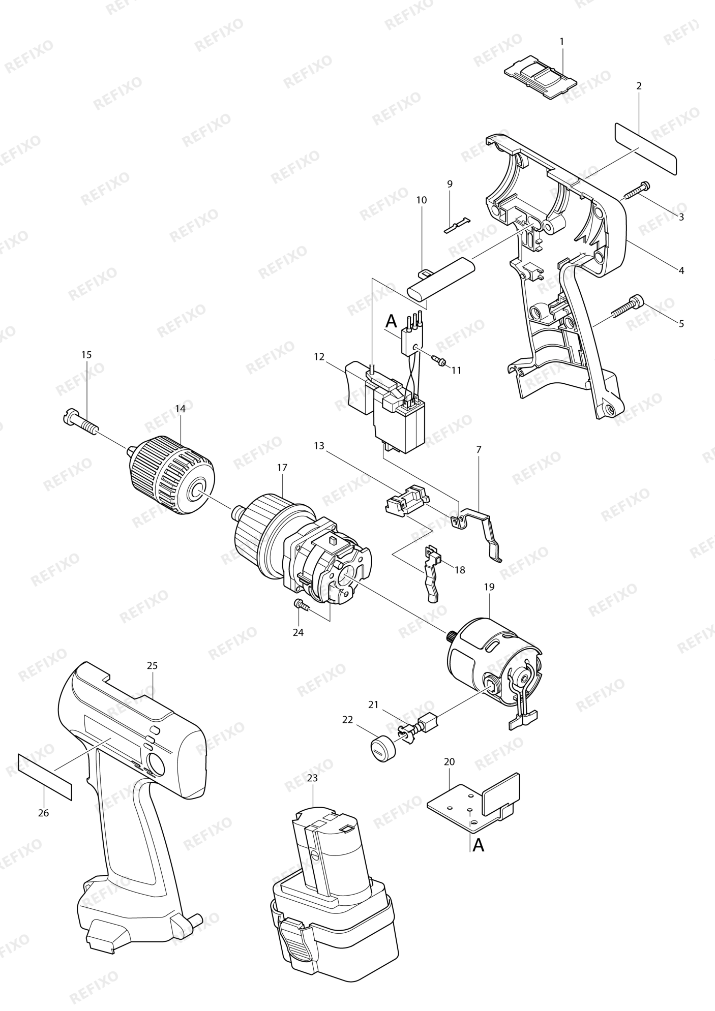 MAKITA 6204D — схема запчастей