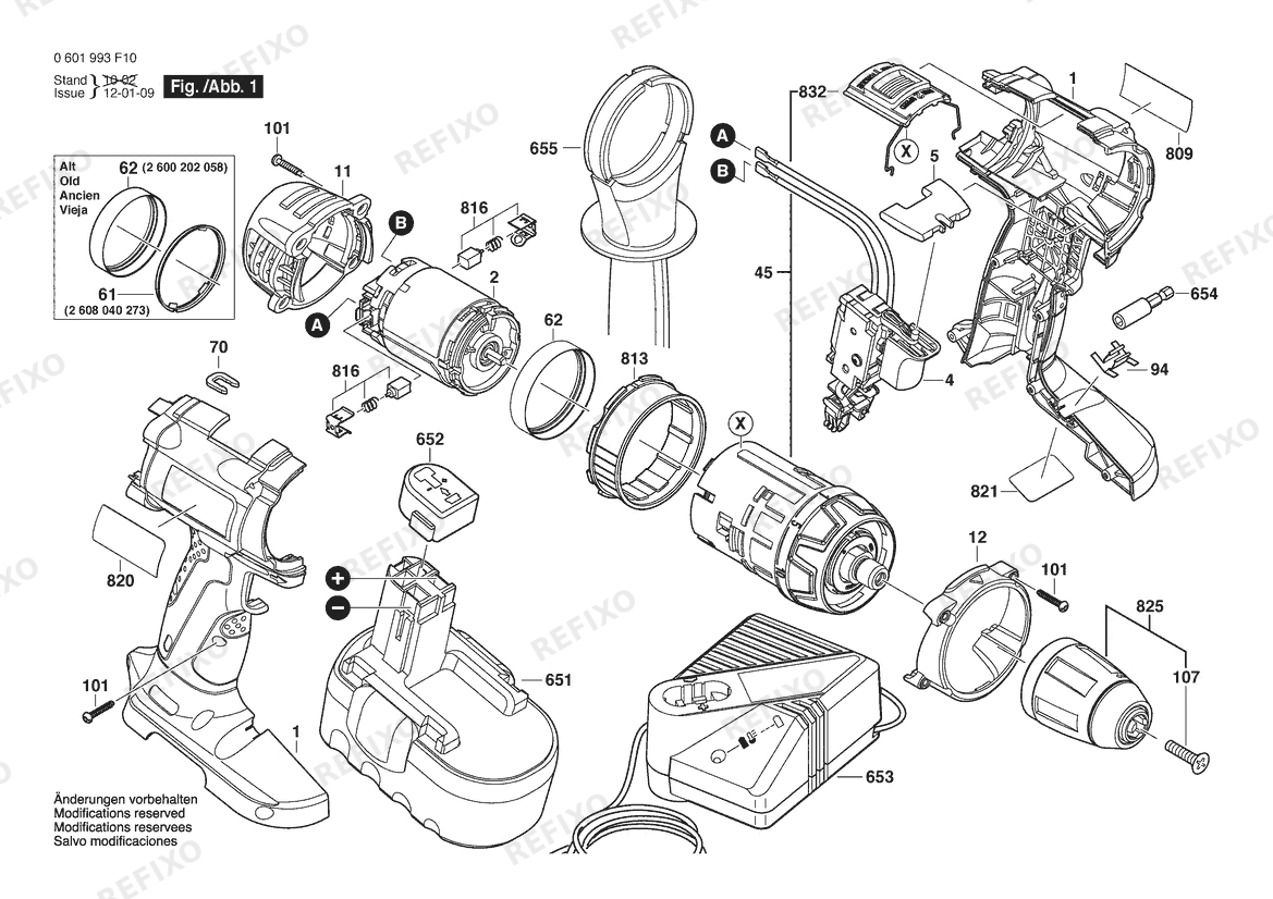 Bosch Аккумуляторный шуруповёрт 35618 | 18 V | 061 - US (0 601 993 F10) — схема запчастей