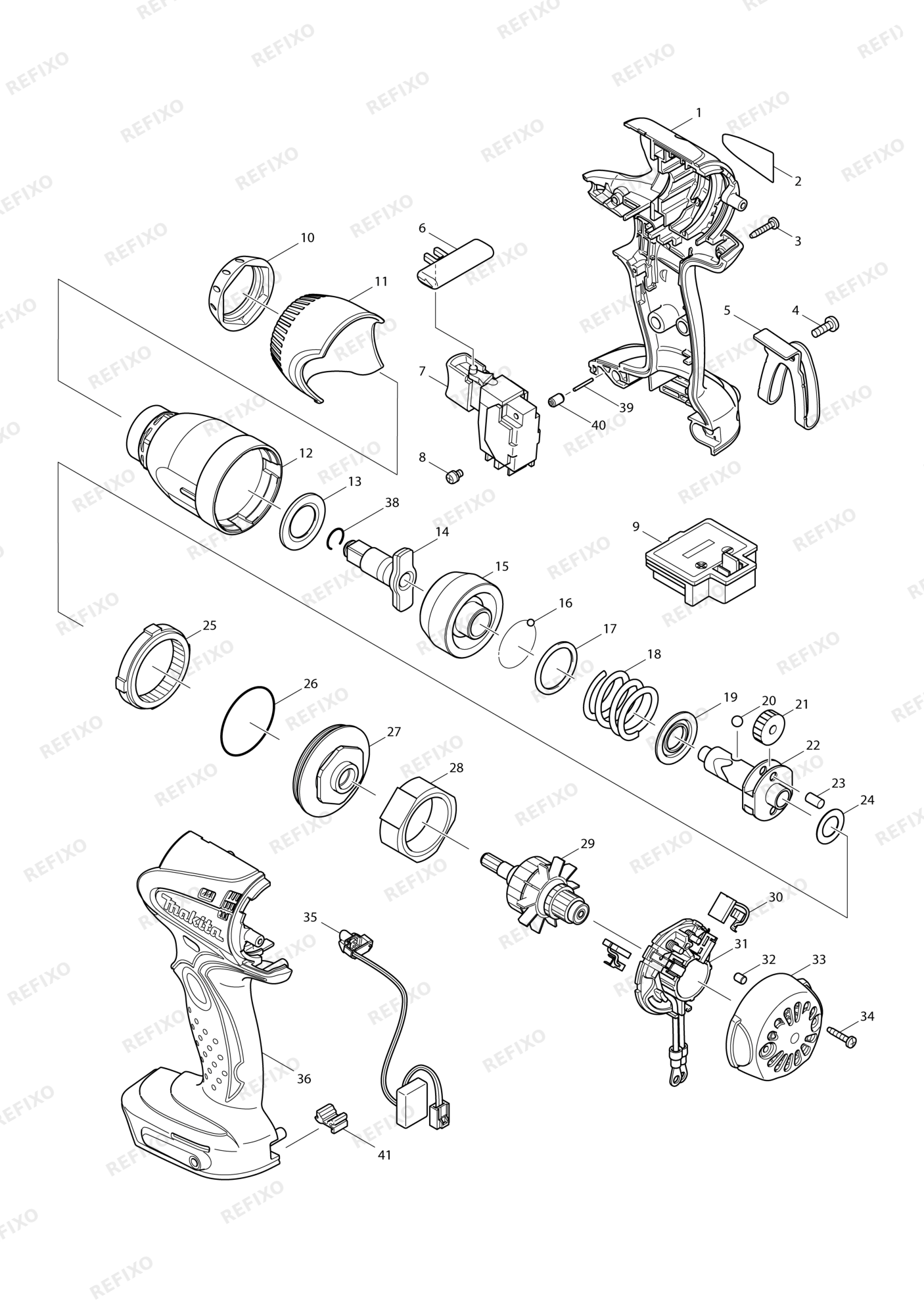 MAKITA DTW152 — схема запчастей