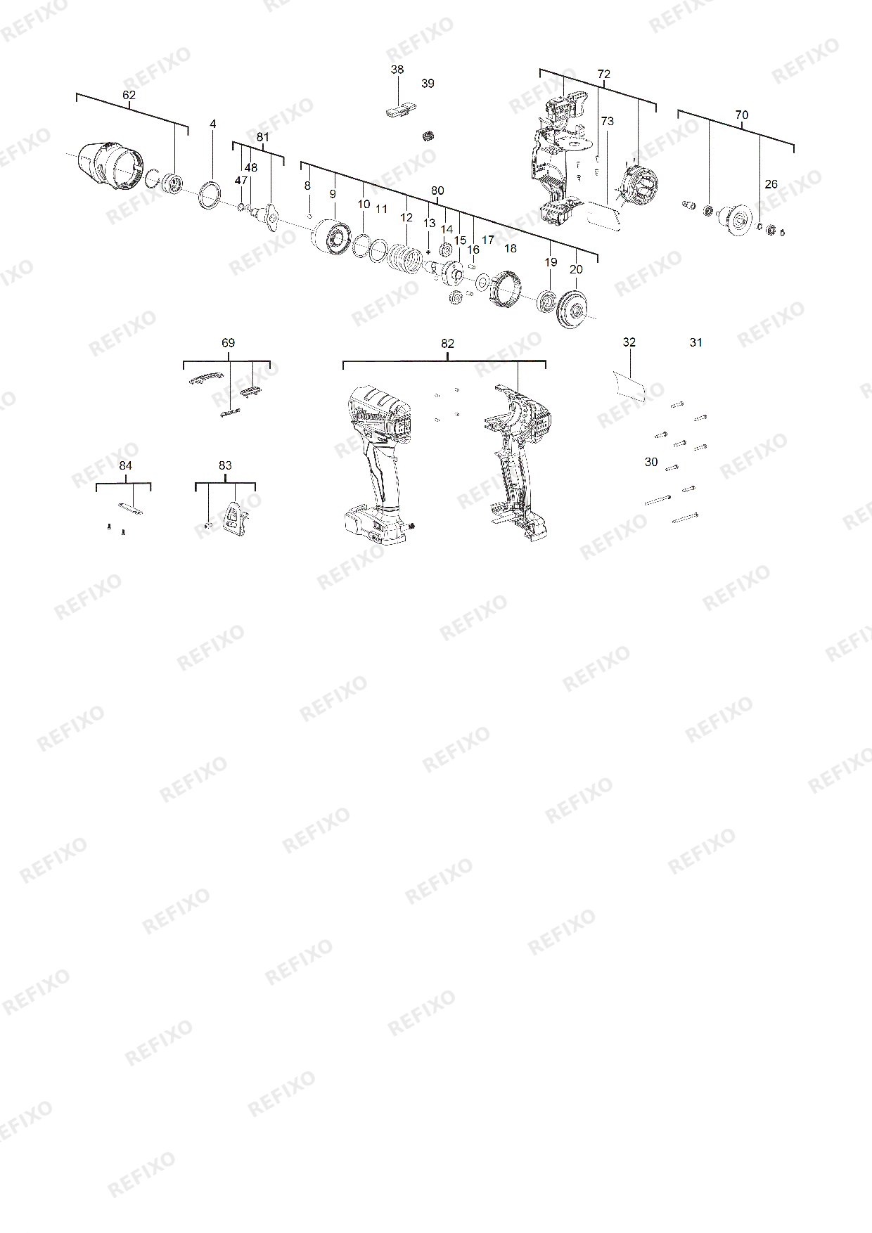 MILWAUKEE M18ONEIWF12 0 4933451153 4000452740 — схема запчастей