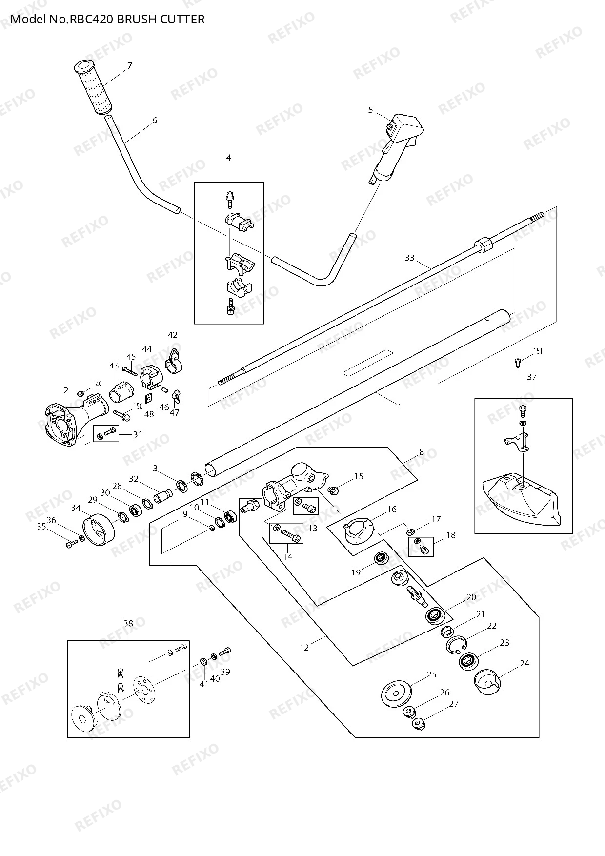 MAKITA RBC420 — схема запчастей