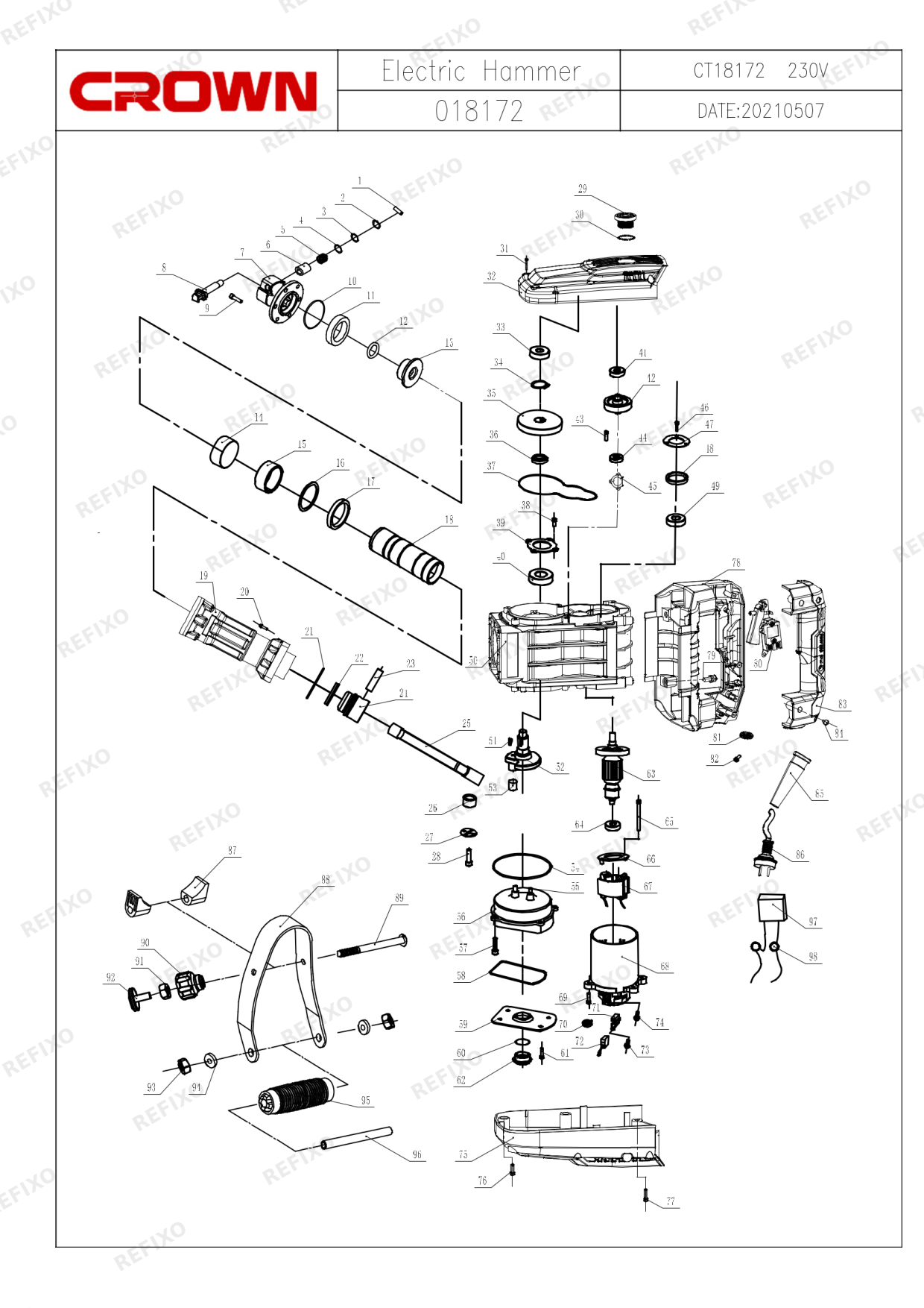 CROWN CT18172 — схема запчастей