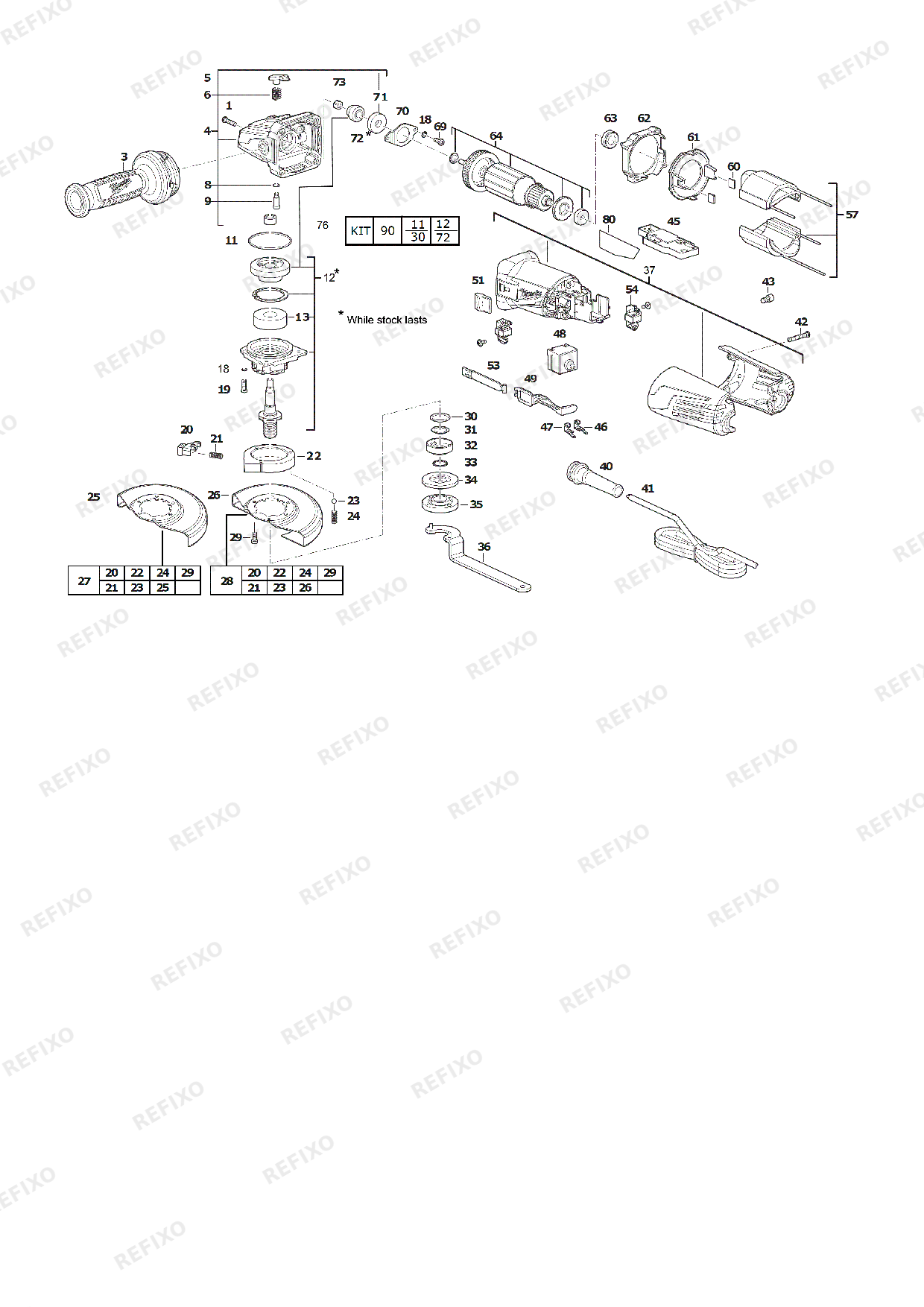MILWAUKEE AGV15 150XC DMS 4933459165 4000458248 — схема запчастей