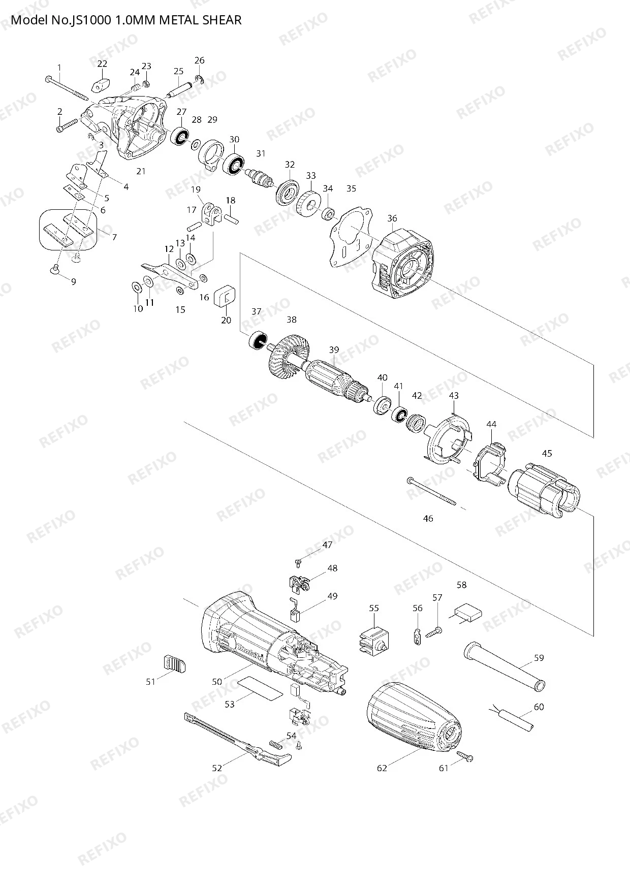 MAKITA JS1000 — схема запчастей
