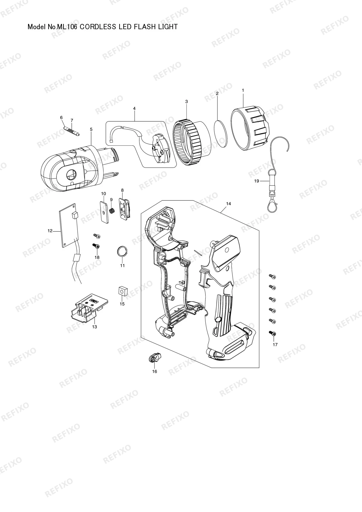 MAKITA ML106 — схема запчастей