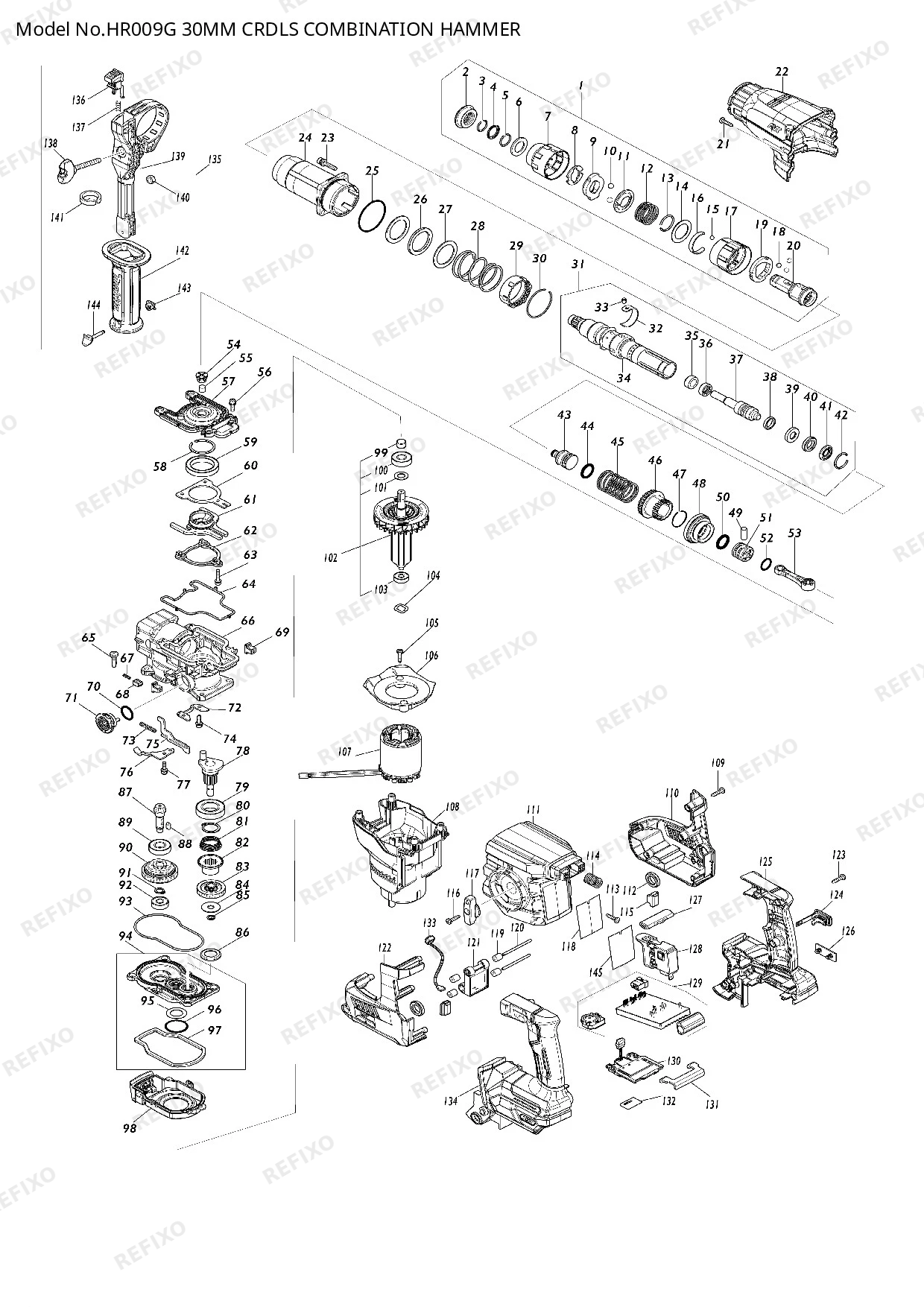 MAKITA HR009G — схема запчастей