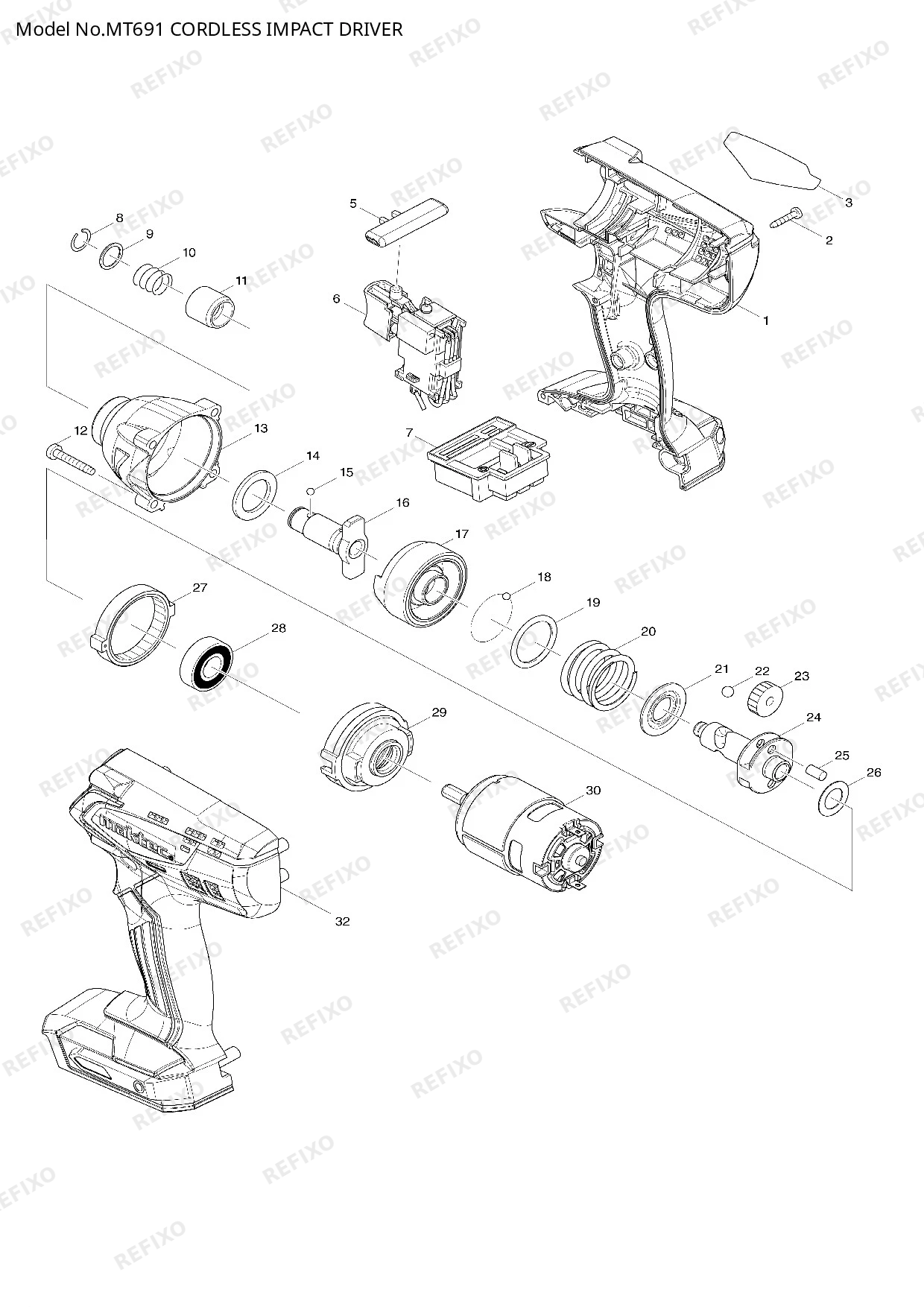 MAKITA MT691 — схема запчастей