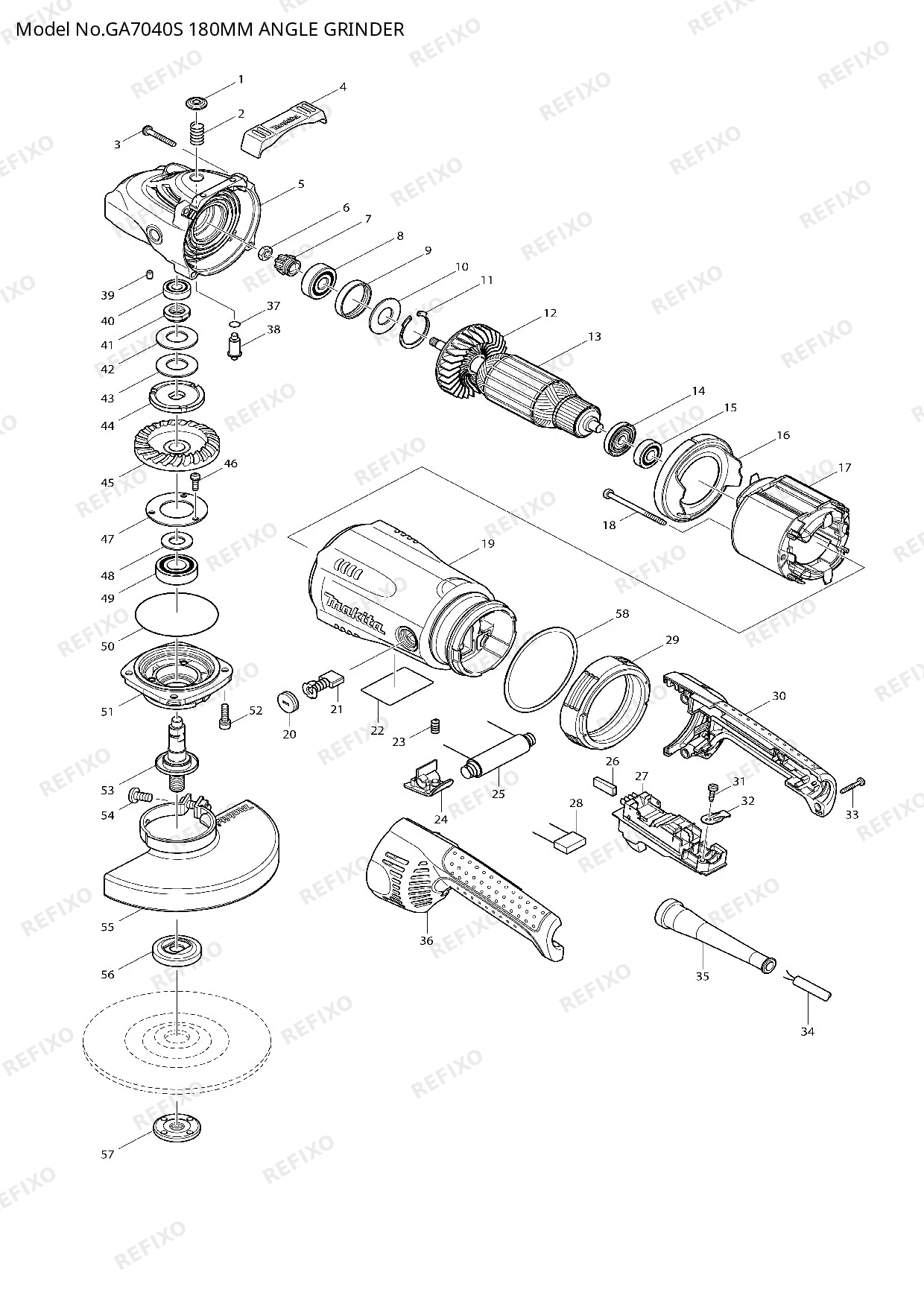 MAKITA GA7040S — схема запчастей