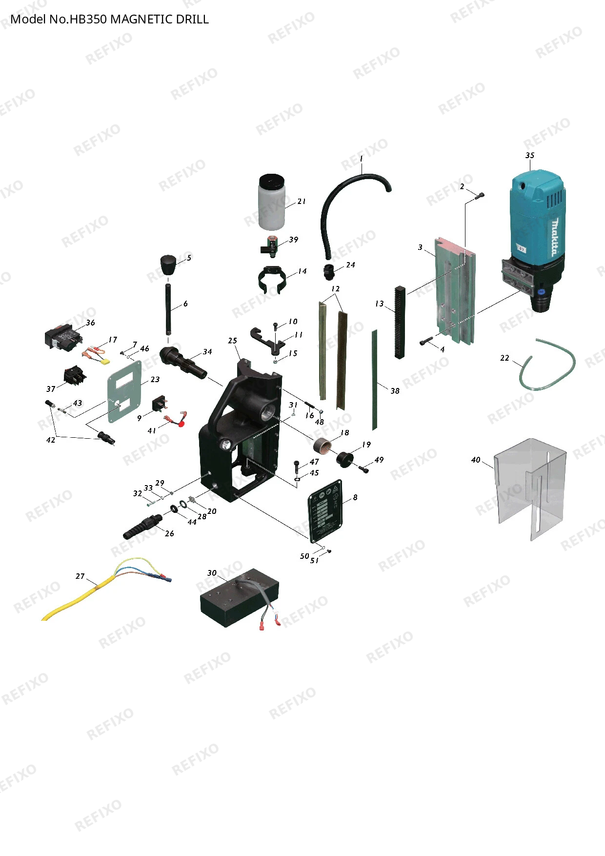 MAKITA HB350 — схема запчастей