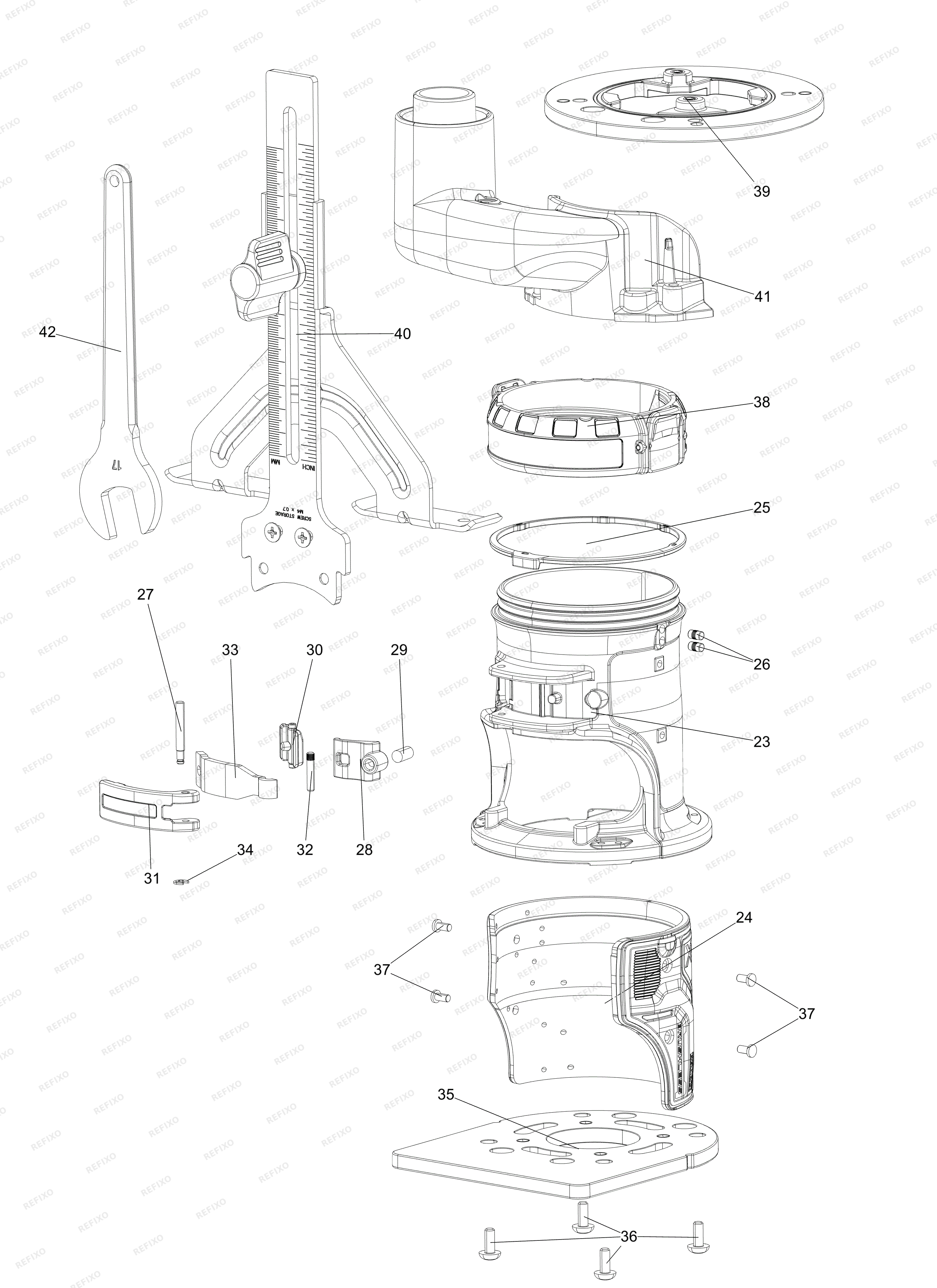 DeWalt ФРЕЗЕР DCW600N — схема запчастей