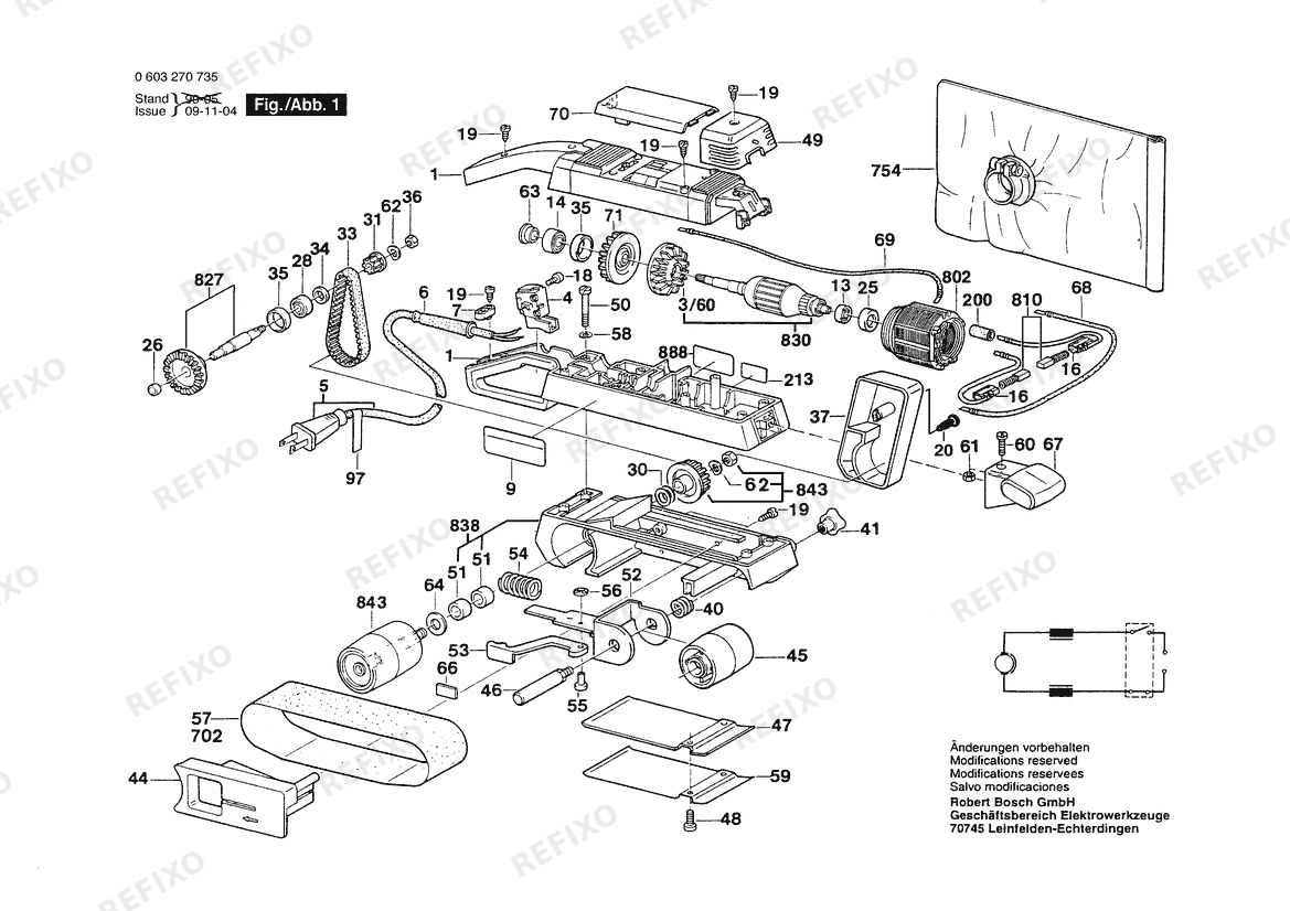 Bosch Ленточная шлифмашина B7350 | 120 V | 061 - US (0 603 270 735) — схема запчастей